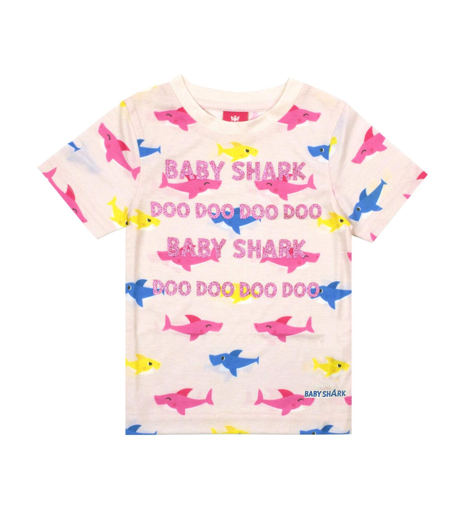 Baby Shark Glitter Girl's T-Shirt | All Over Print Pink Top - 4-5 Years | Cute Kids Apparel - Buy Online on SooperMarket.com