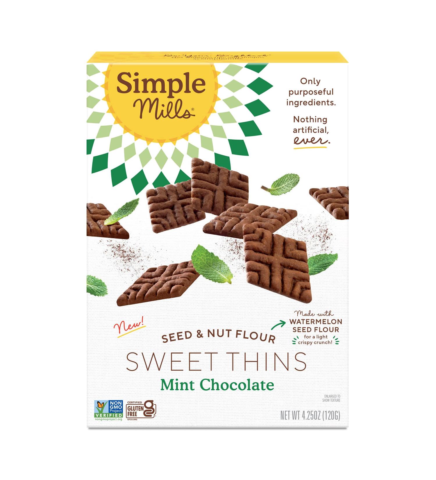Simple Mills Sweet Thins Cookies - Mint Chocolate Flavor | Gluten-Free, Paleo Friendly Seed and Nut Flour | Healthy Snacks - 4.25 Ounce - Buy Online on SooperMarket.com