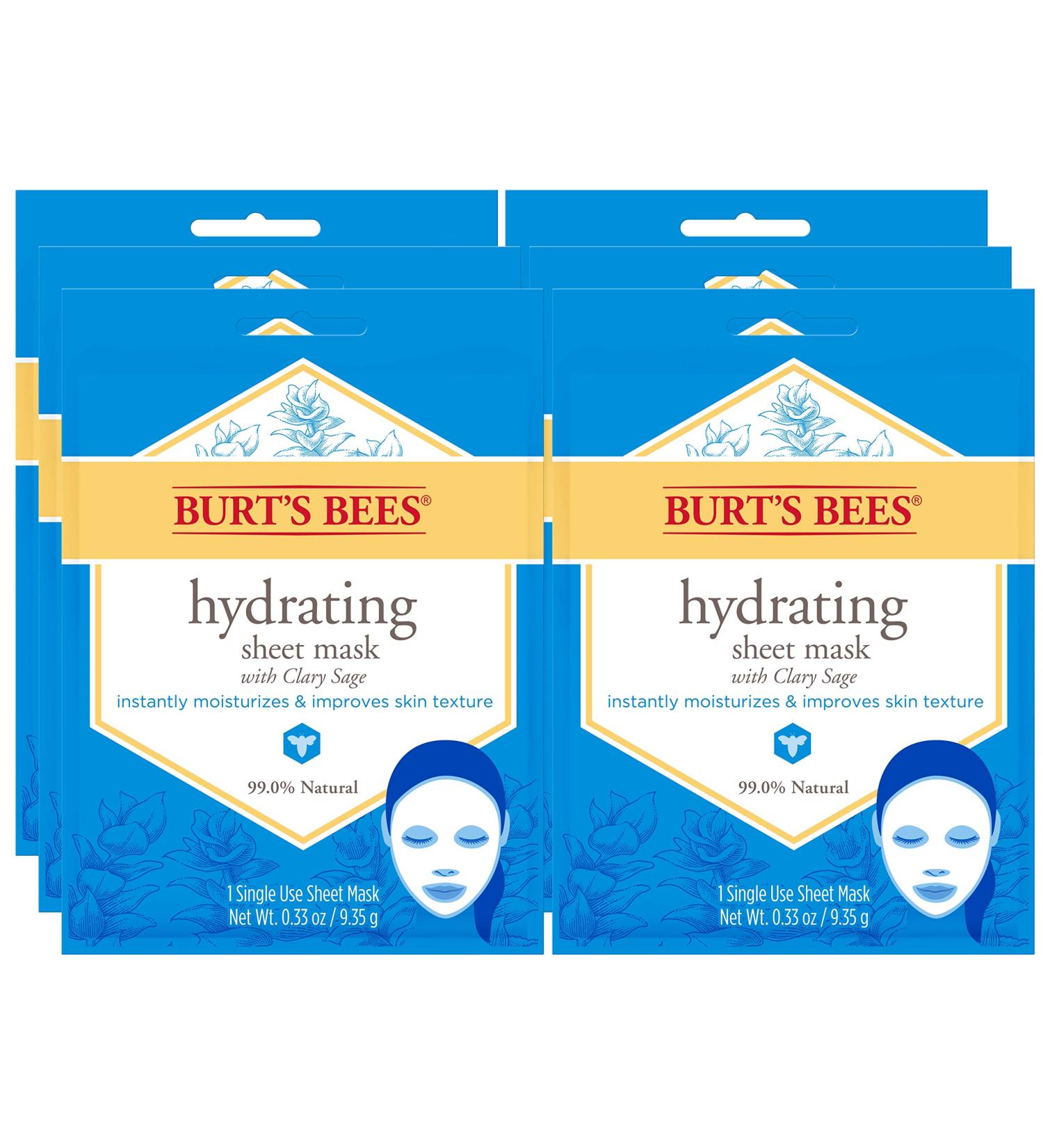 Burt's Bees Hydrating Facial Masks - 100% Natural (6 Count) - Buy Online on SooperMarket.com