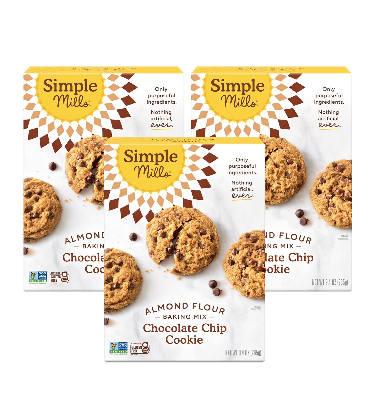 Simple Mills Almond Flour Chocolate Chip Cookie Mix - Gluten Free, Nutrient Dense - 9.4oz (Pack of 3) - Buy Online on SooperMarket.com