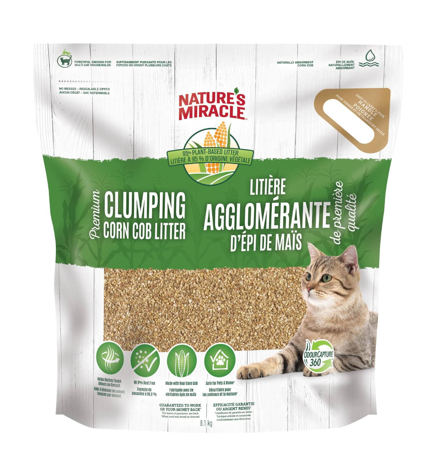 Nature's Miracle Premium Corn Cob Litter 18lbs 8.1 kg Bilingual Packaging - Buy Online on SooperMarket.com