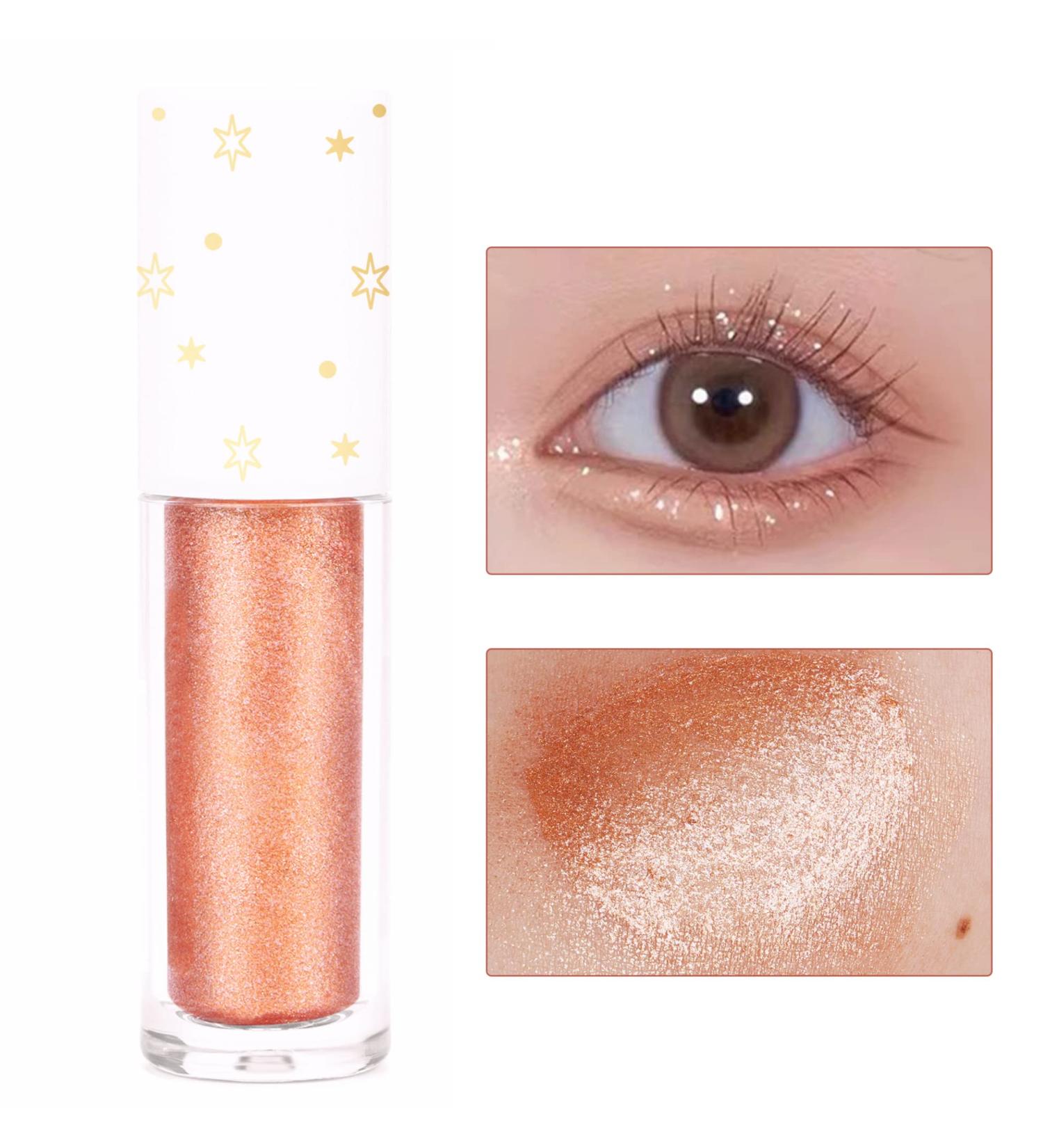 Geeneiya Korean Makeup Glitter Eyeshadow Liquid Eye Shadow Gold Bling Eyeliner - Long Lasting & Quick Drying Pigmented Formula for Crystals Eye Makeup - Romantic Champagne 02 - Buy Online on SooperMarket.com
