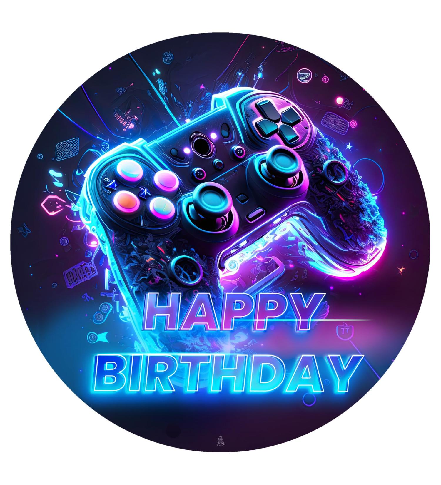 J & M Deco Edible Cake Rapers - Gamer Motif Birthday Cake Decoration - 20cm Fondant Dining Paper Tortendeko - Buy Online on SooperMarket.com