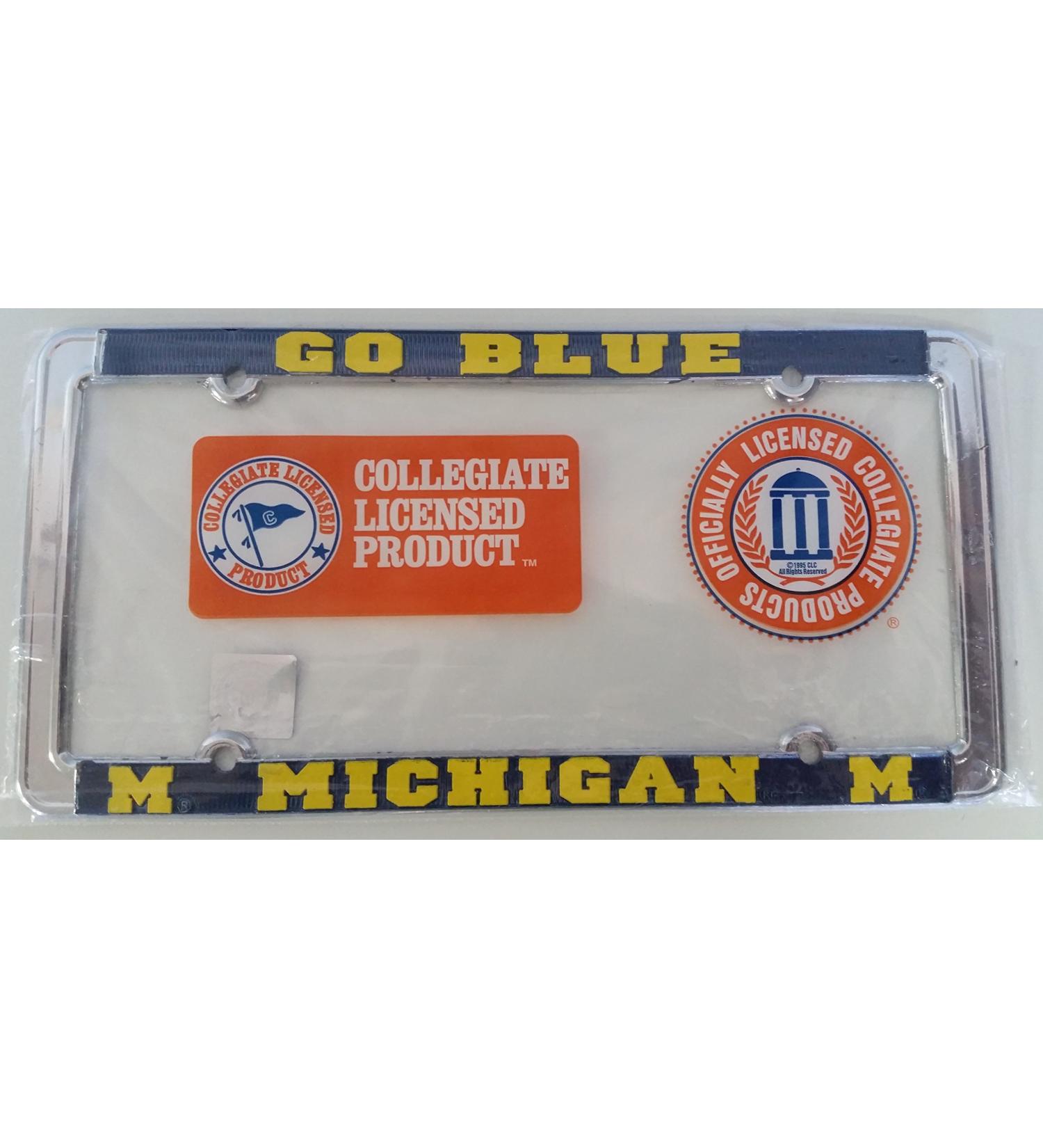 New - Michigan Wolverines Metal License Plate Frame - Auto Car Truck Chrome