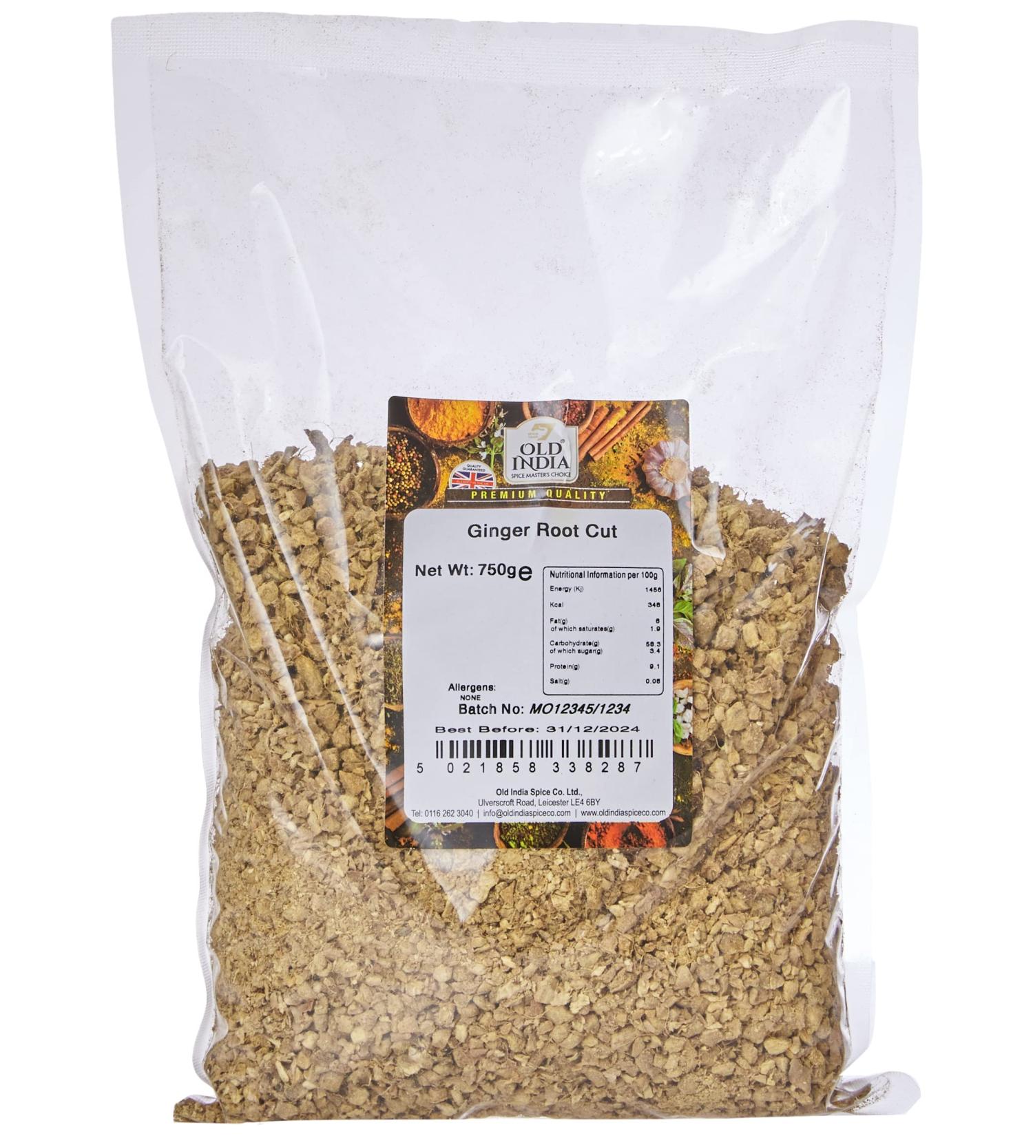 Old India Ginger Root Cut 750g - Premium Quality Spice for Cooking - Pack of 1 - Buy Online on SooperMarket.com