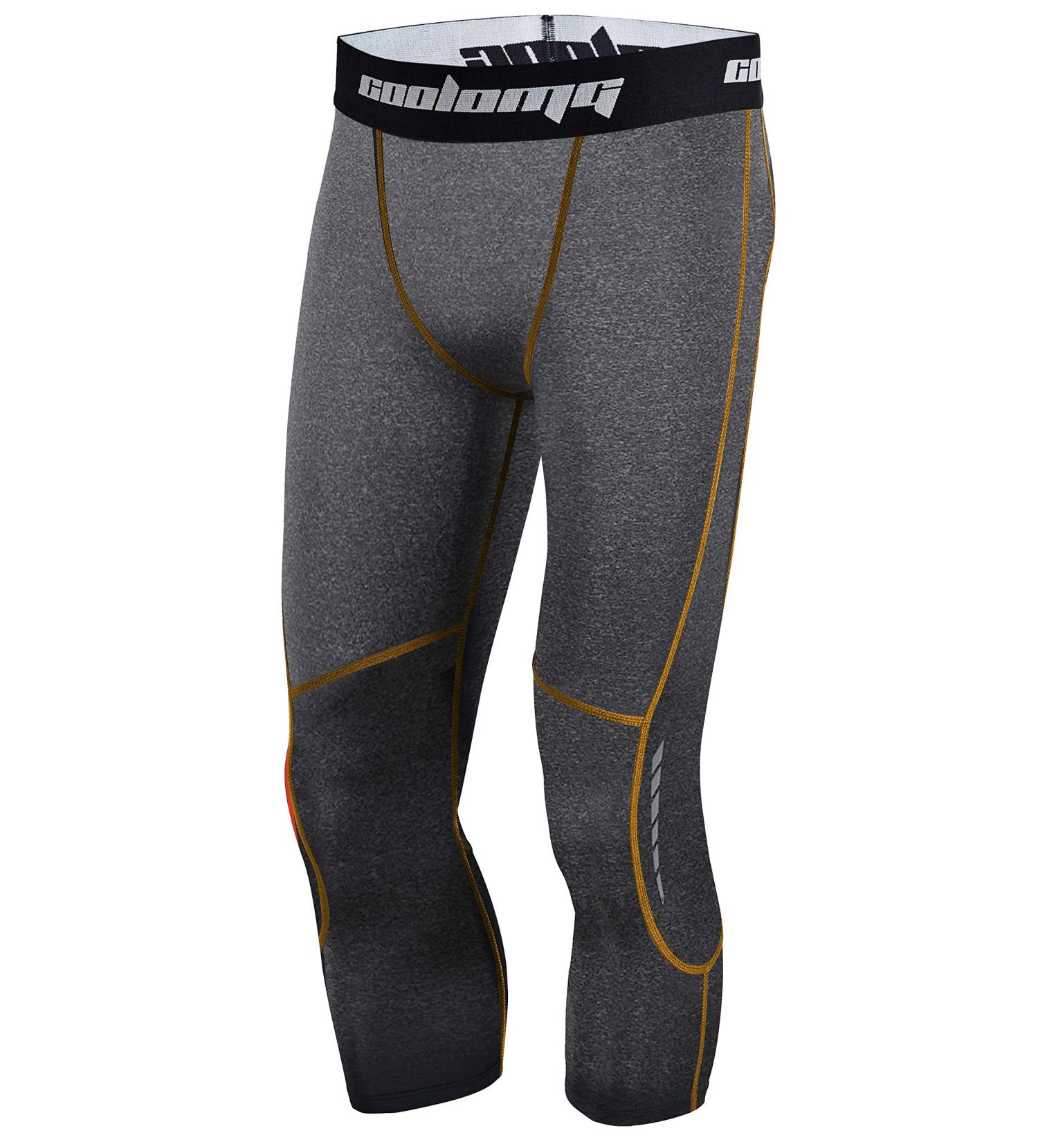 COOLOMG Youth Basketball Leggings Boys Men Compression Capri Tights - Gray XX-Small - Buy Online on SooperMarket.com
