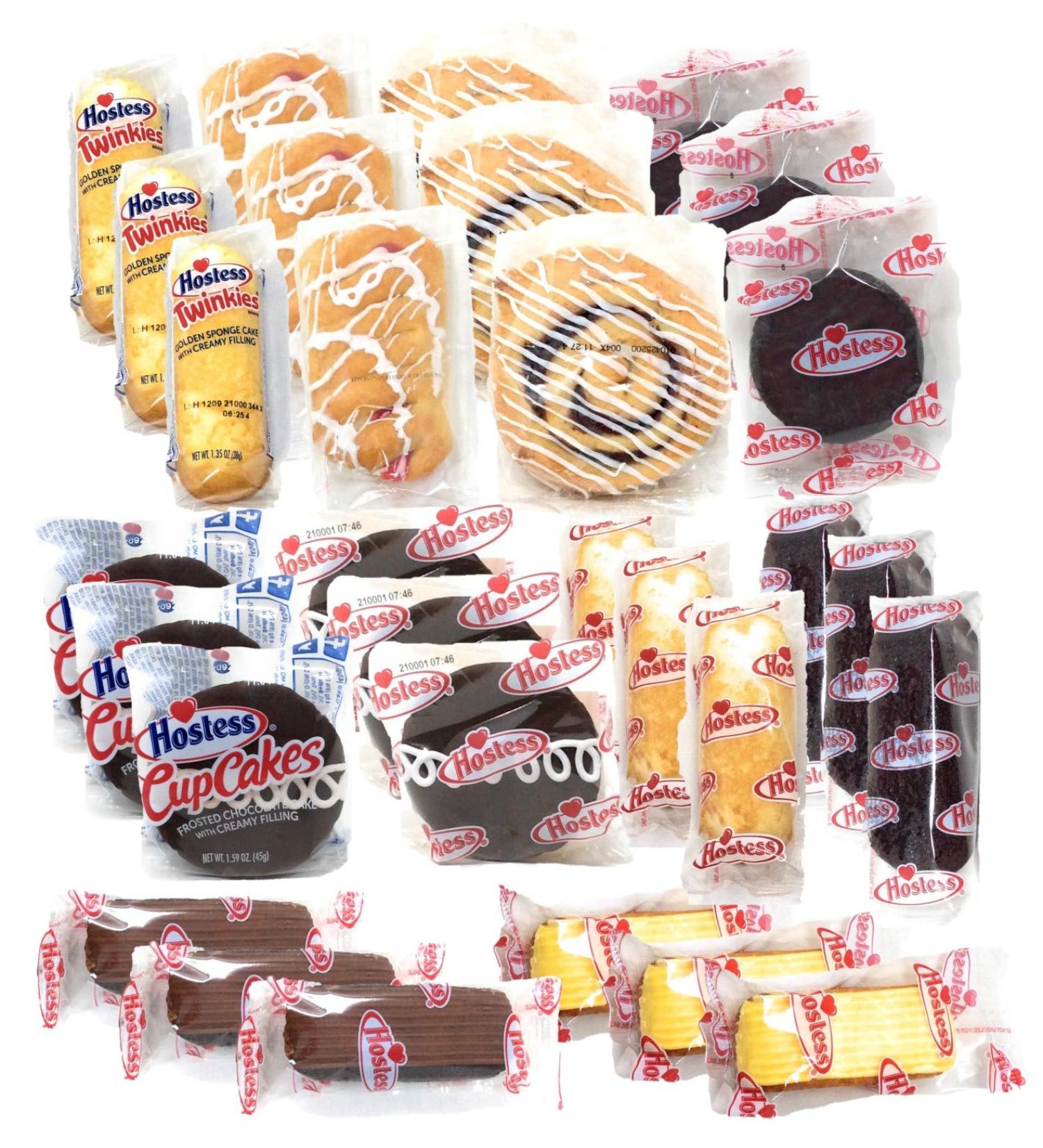 Hostess Variety Pack | Cupcakes, Cinnamon Rolls, Danish, Ding Dongs, Twinkies, Zingers | 30 Count - Buy Online on SooperMarket.com