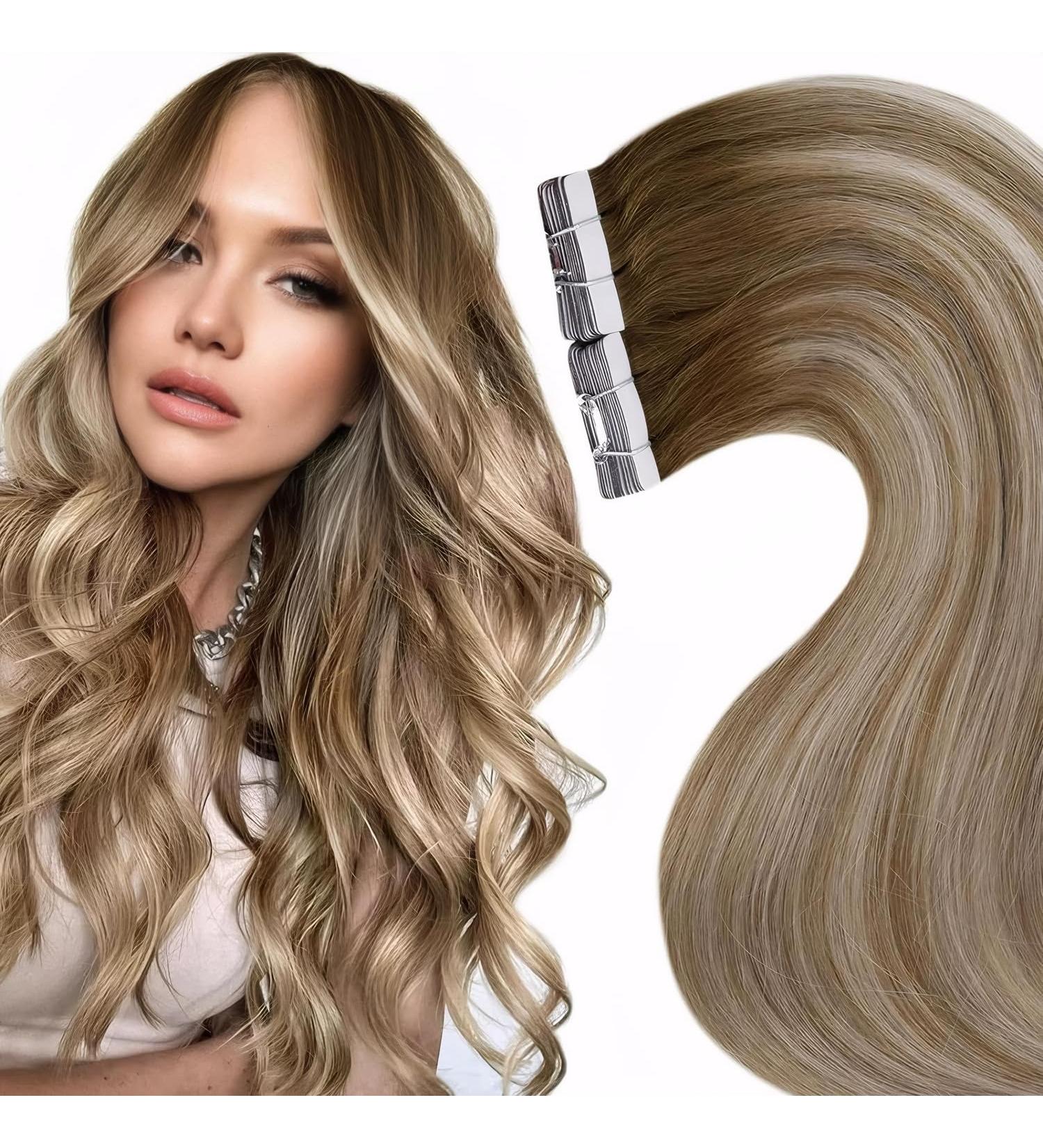 Shop Laavoo Real Hair Extensions - Tape-In Balayage & Ombre Platinum Blonde - 50g 20pcs 50cm - Buy Online on SooperMarket.com