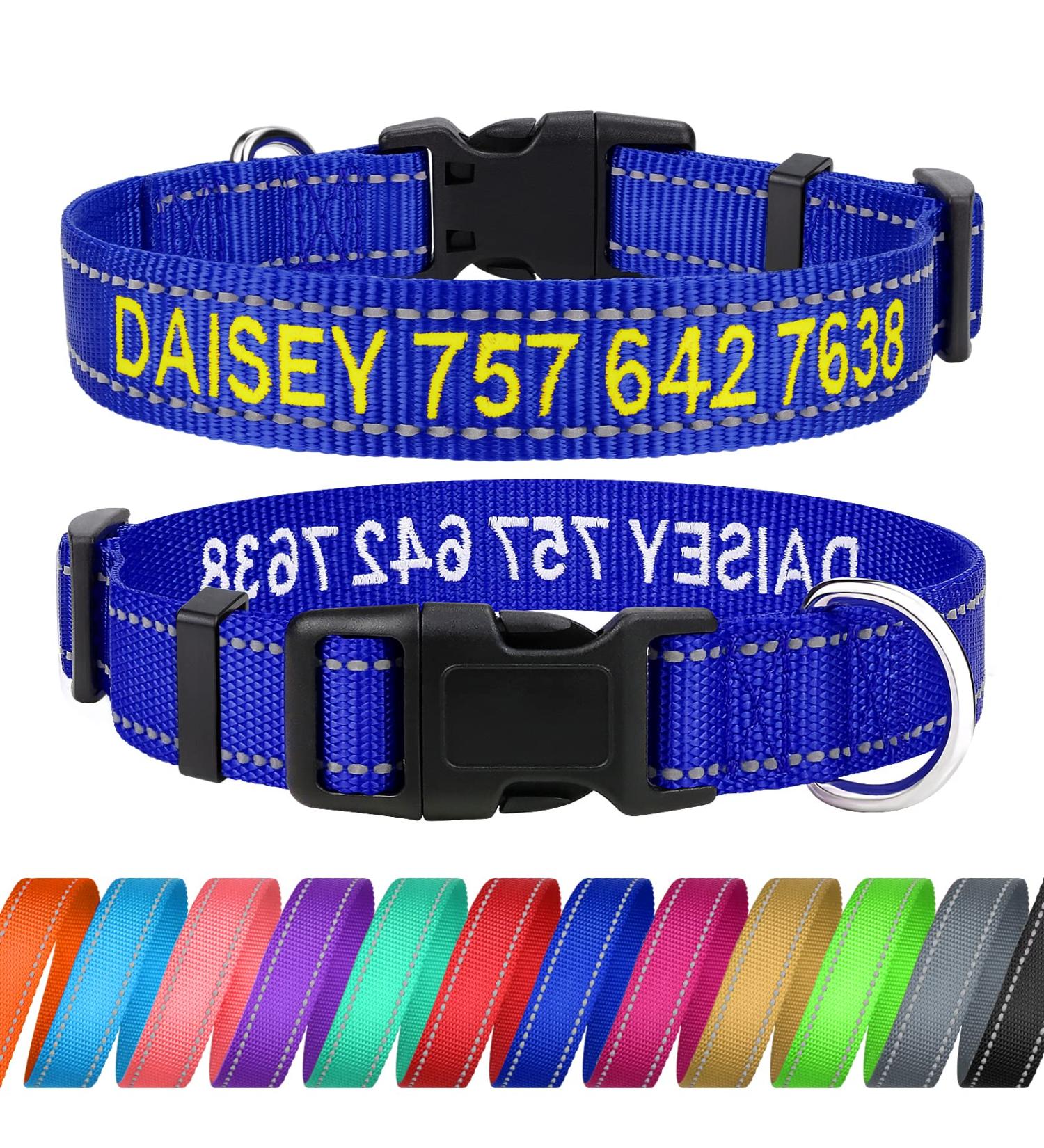 Tagme Personalized Dog Collar for Small Dogs - Embroidered Reflective Nylon with Pet Name & Phone Number - King Blue - 1 Pack - Buy Online on SooperMarket.com