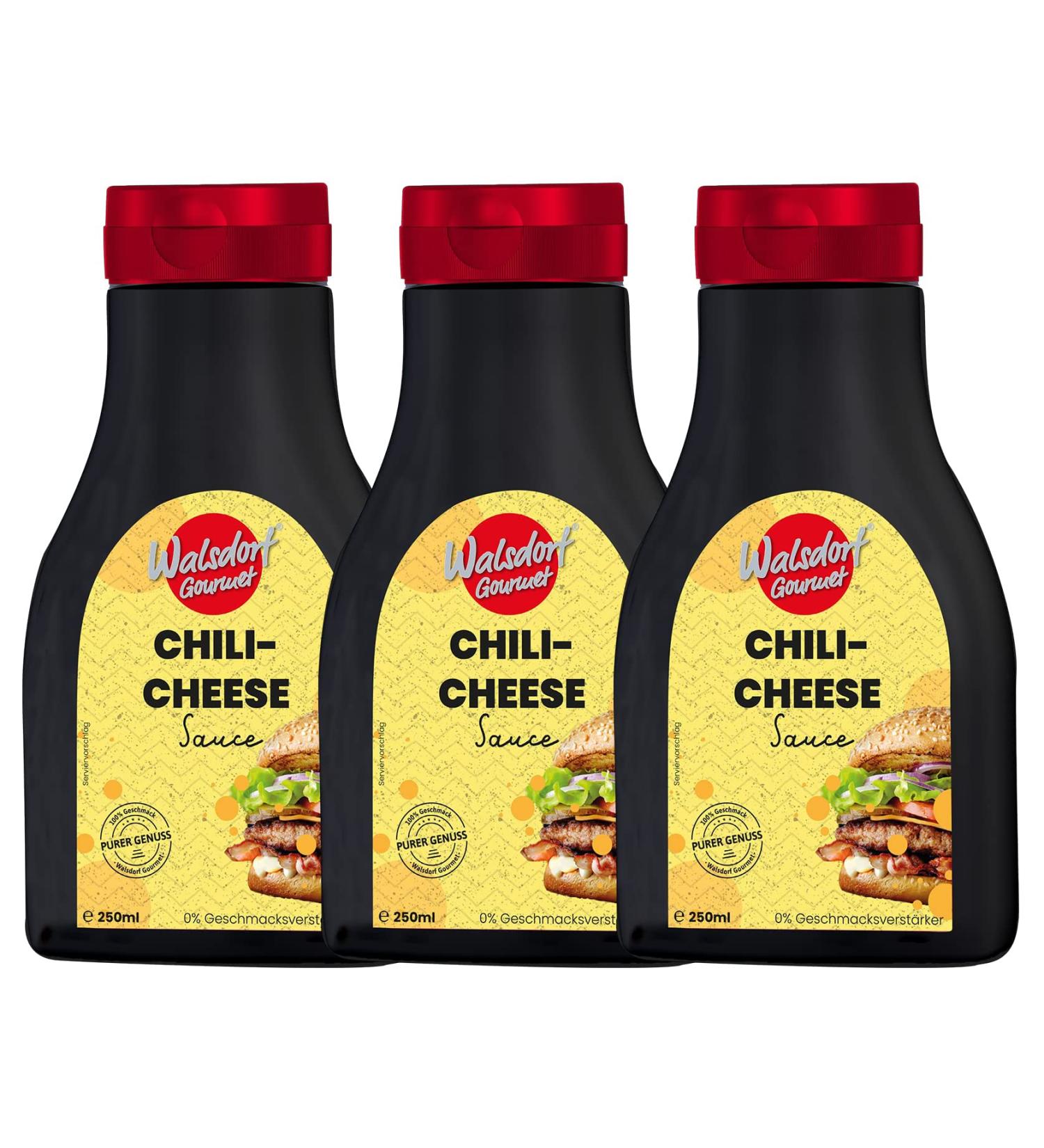 Walsdorf Gourmet Chili Chili Sauce 3 x 250 ml tube/cheese sauce made of high -quality ingredients/creamy sharp cheese sauce/afternoon cheese dip/delicious cheese sauce without flavor enhancers 250 ml (3 Pack)