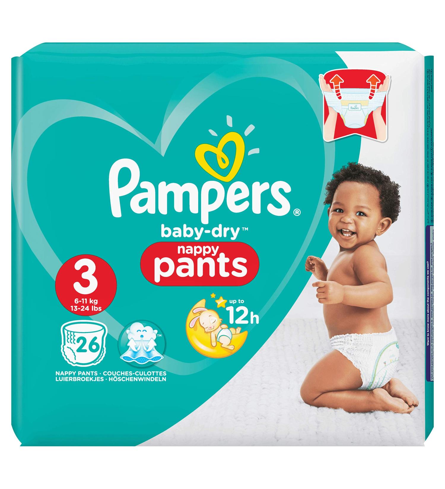 Pampers Baby-Dry Pants Size 3 (6-11 kg) - 26 Ultra-Absorbent Pants for Happy Dry Babies | Shop Now! - Buy Online on SooperMarket.com