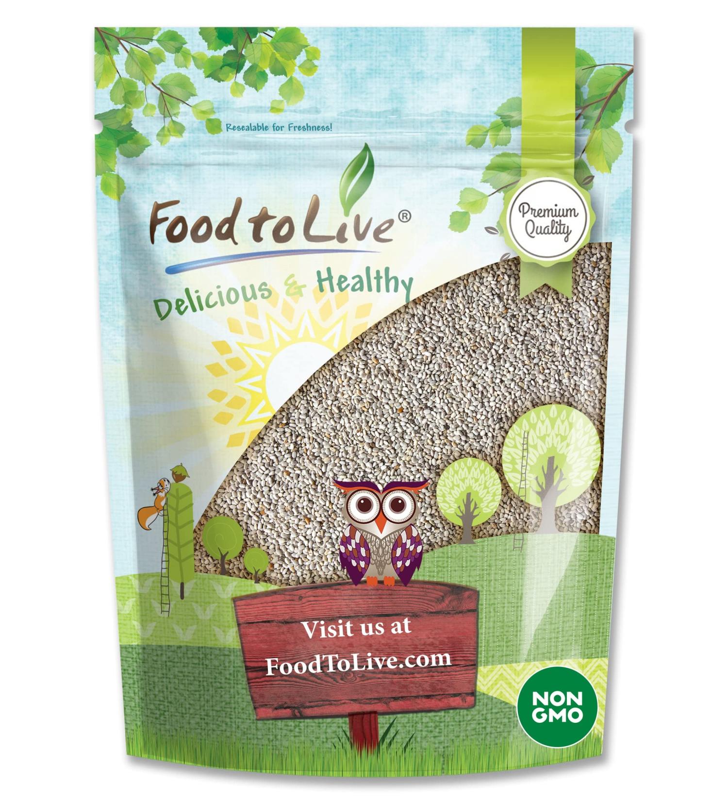 Non-GMO White Chia Seeds 12 oz - Raw & Kosher, Omega-3, Protein & Fiber Rich Superfood for Keto Vegan Sirtfood Diet - Ideal for Chia Pudding, Yogurt, Smoothies - 1 Pack - Buy Online on SooperMarket.com