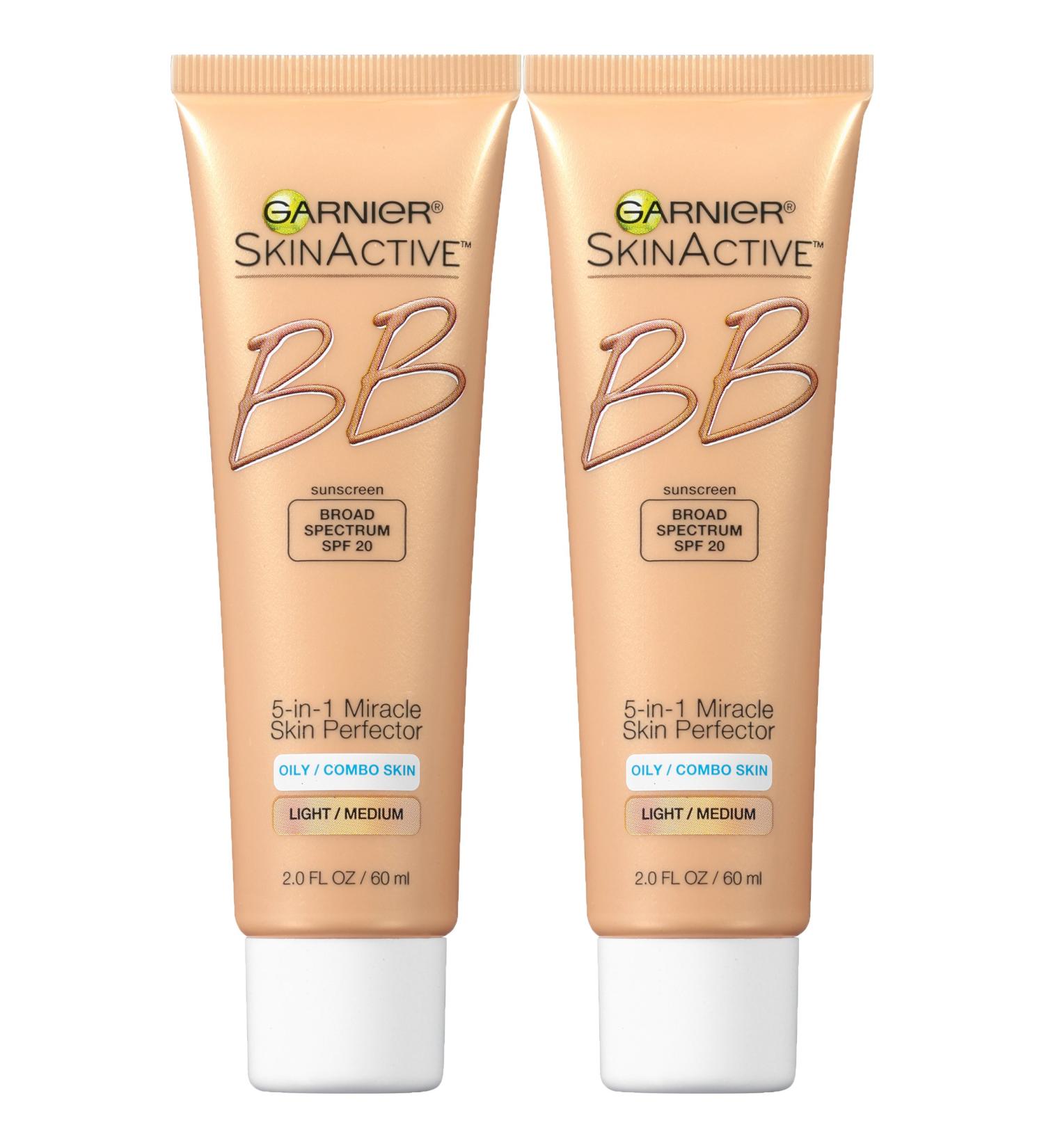 Garnier SkinActive BB Cream Oil-Free Face Moisturizer Light/Medium 2 Count 2 Fl Oz - Pack of 2 - Buy Online on SooperMarket.com
