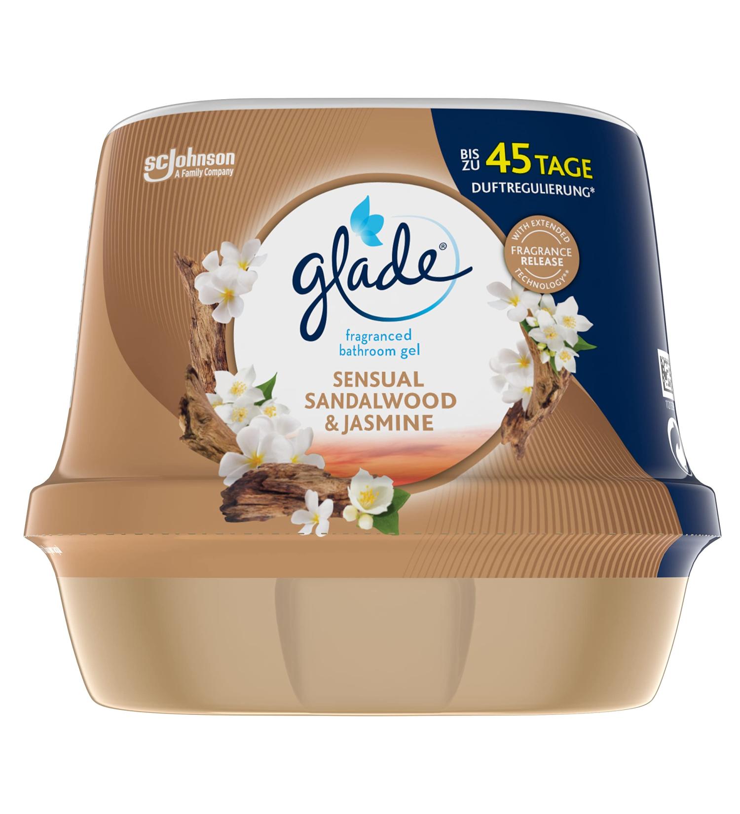 Glade Bathroom Fragrance Gel - Sensual Sandalwood & Jasmine Pack of 8 (8 x 180g) | International Shipping Available - Buy Online on SooperMarket.com