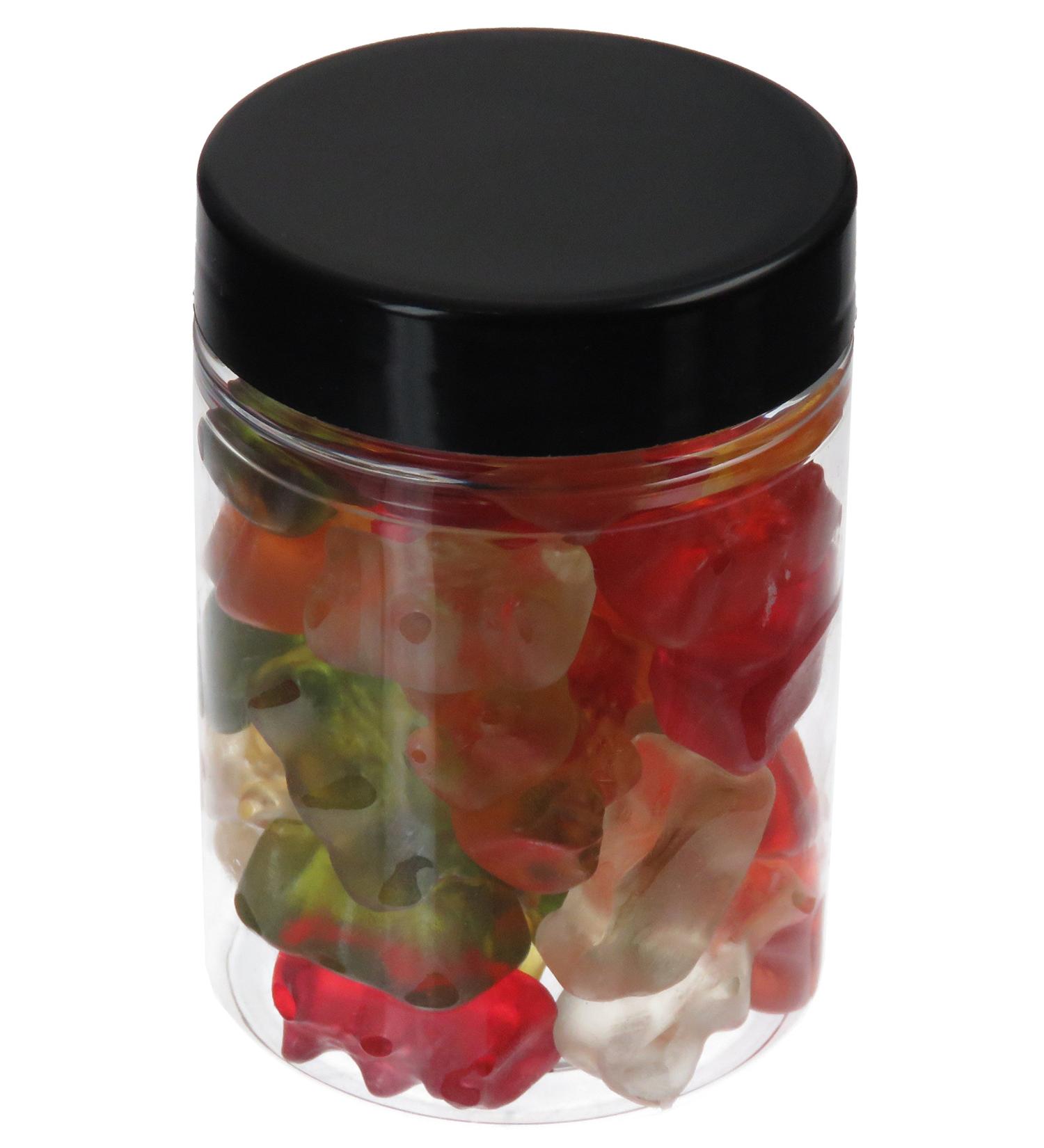Pohli 100 ml PET jar transparent with black plastic lid 20 pieces