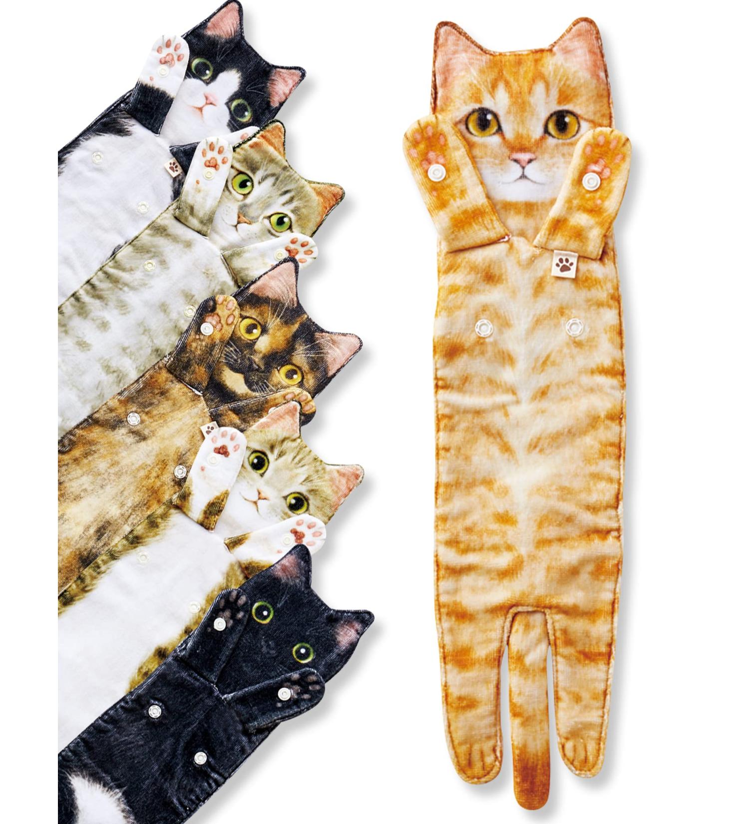Cat Funny Hand Towels - Cute Decorative Washcloths for Bathroom & Kitchen Decor - Absorbent & Soft - Great Housewarming Gift for Cat Lovers - Orange - Buy Online on SooperMarket.com