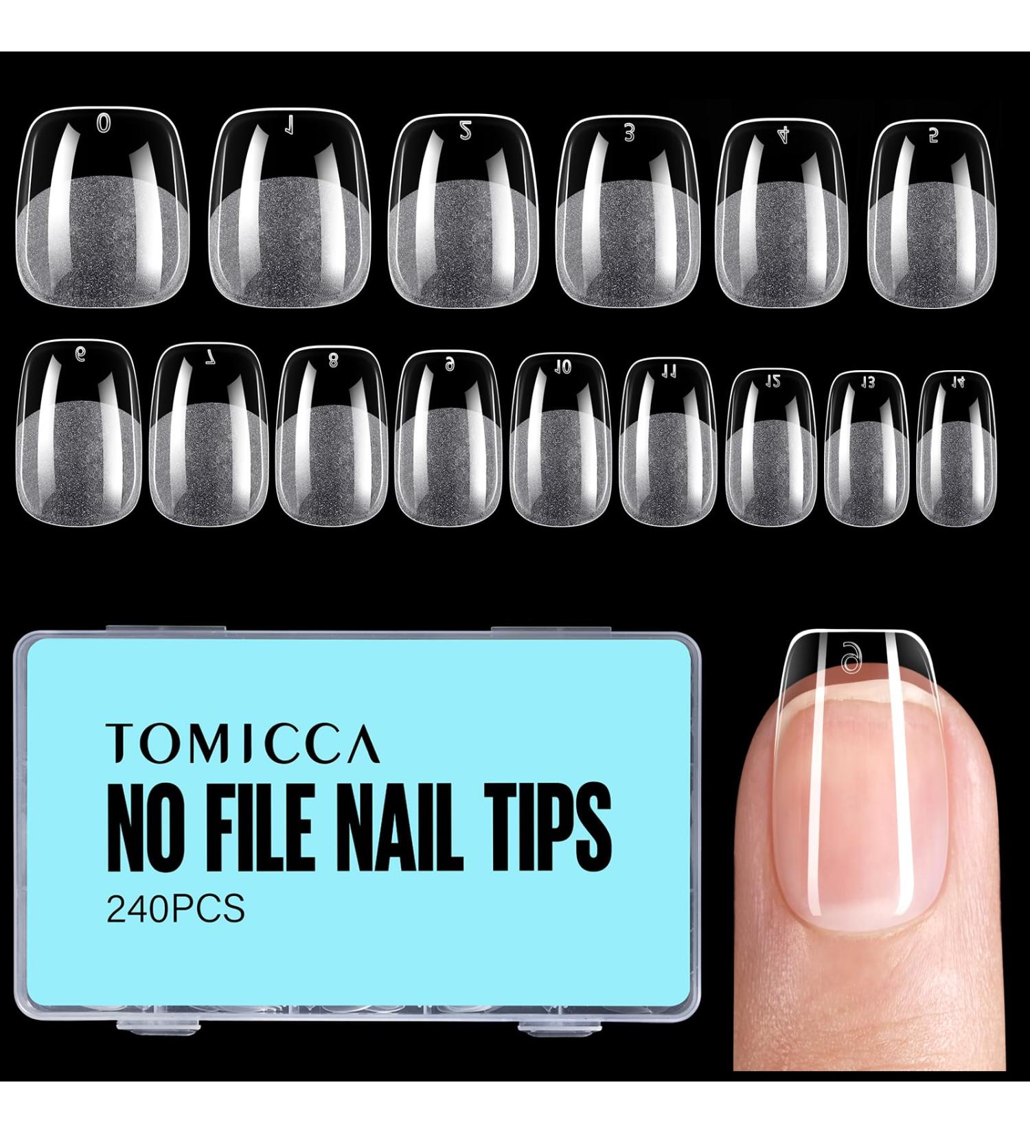 TOMICCA Soft Gel Nail Tips 240PCS Clear Half Matte Full Cover | Pre-Buff No File Nail Tips 12 Sizes | Nail Extensions for Salon and Home DIY - Buy Online on SooperMarket.com