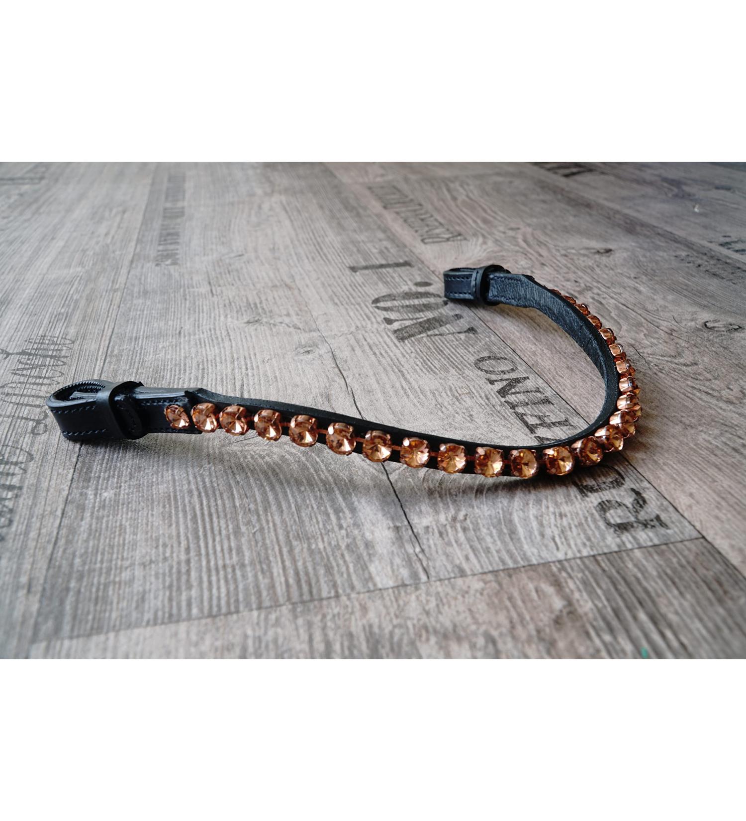 Generous head strips with quick lock and 10mm stone horse Horse brow band (warm blood xl 45 cm rose gold) warm blood XL 45 cm rose gold