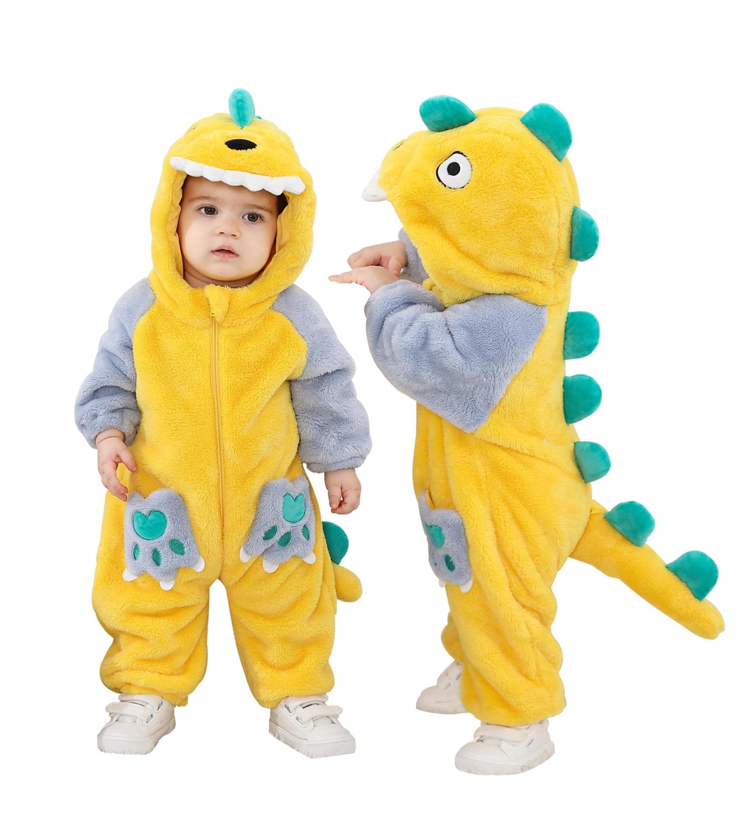 Doladola Baby Romper Dalmatian Animal Onesie | Toddler Jumpsuit Newborn Outfit 2-3.5 Years | Yellow Dinosaur Print - Buy Online on SooperMarket.com