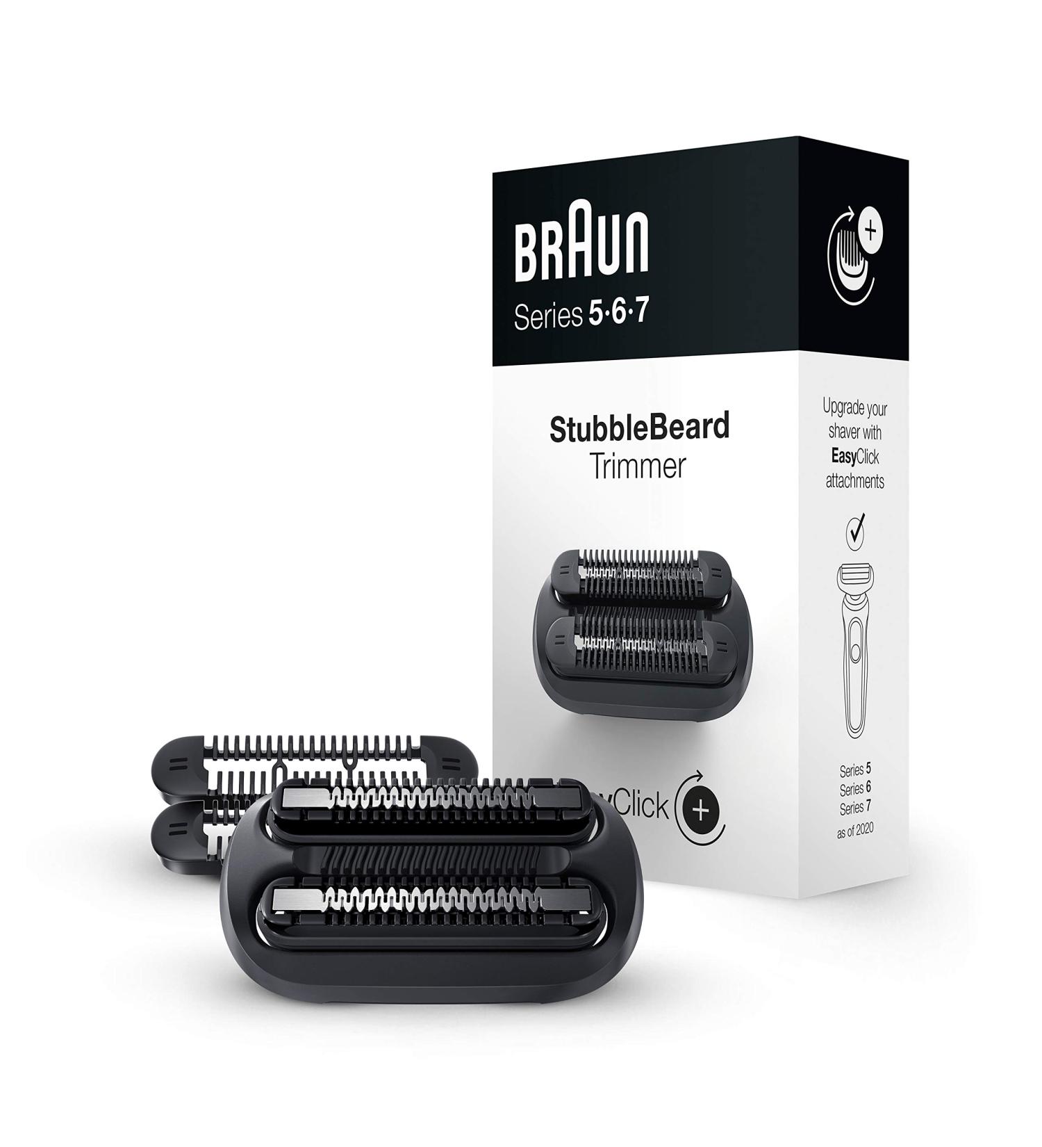 Braun EasyClick Stubble Beard Trimmer Attachment for Series 5, 6, 7 Electric Shavers - 5 Piece Set - Buy Online on SooperMarket.com