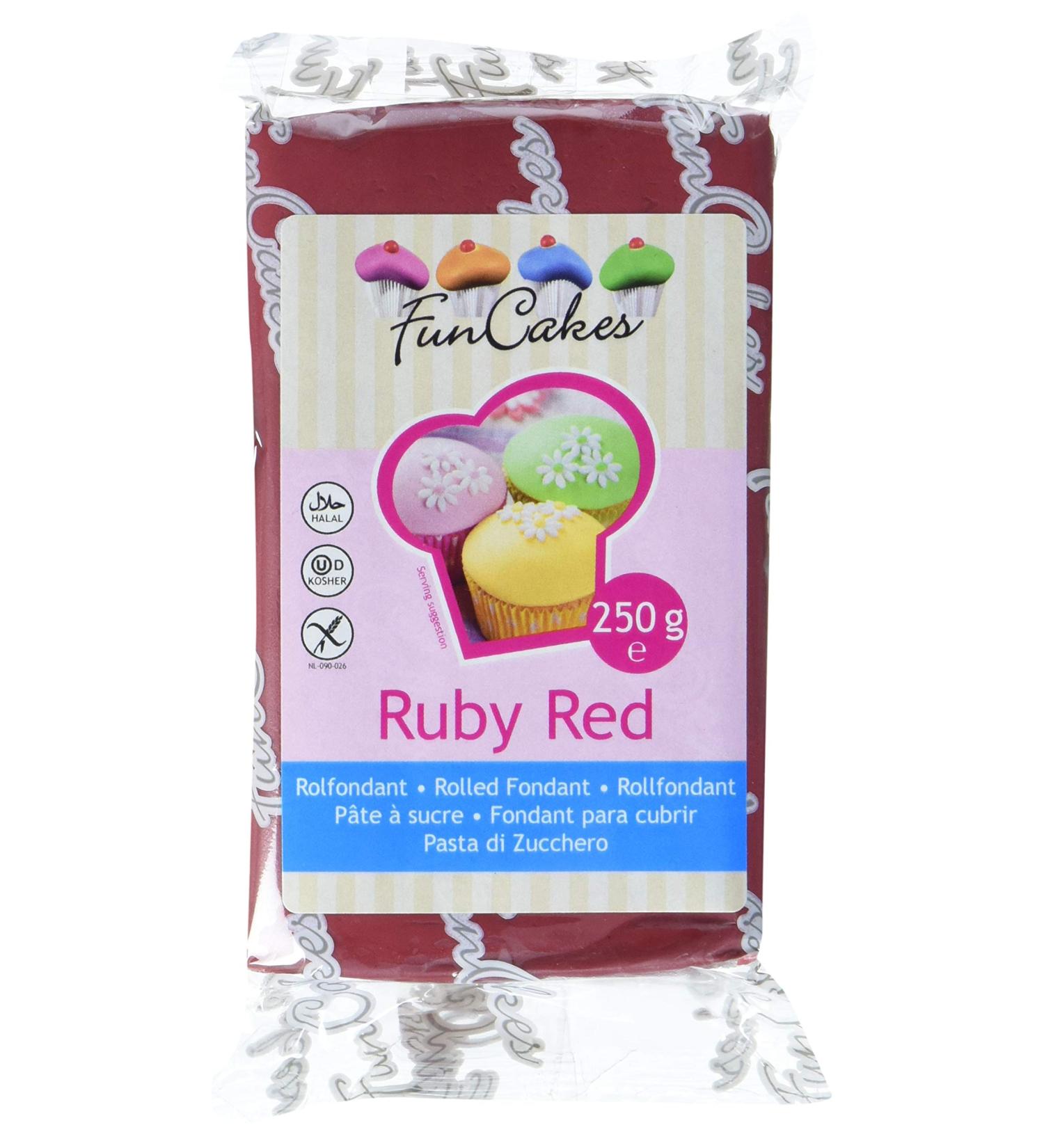 Funcakes Ruby Red Fondant 250g - Perfect for Cakes & Decorating | Buy Online Worldwide - Buy Online on SooperMarket.com