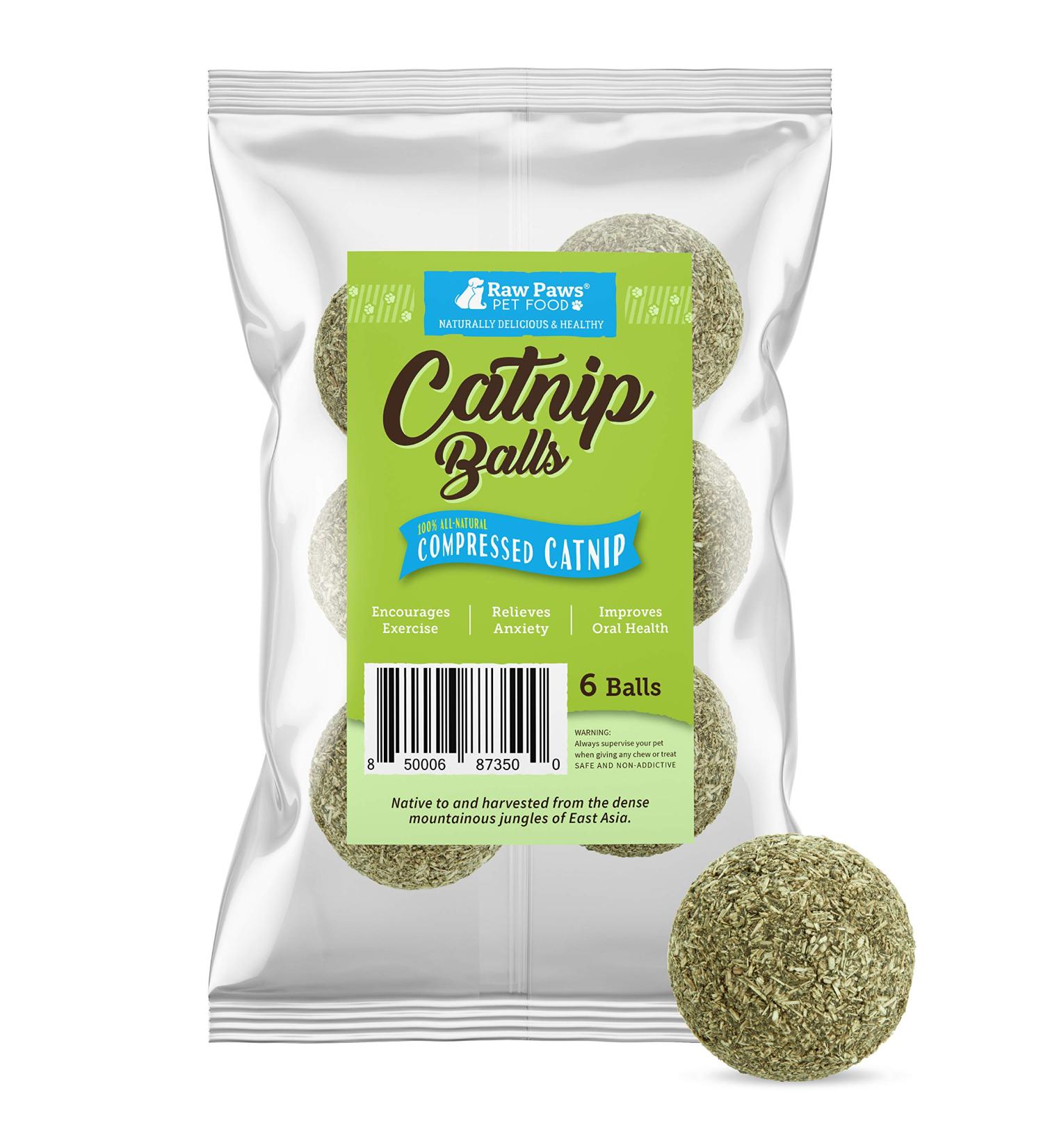 Raw Paws Compressed Catnip Ball Toy 6 Pack for Indoor Cats - All Natural Catnip Interactive Kicker Toy - Catnip Cat Toys for Kitties - Buy Online on SooperMarket.com