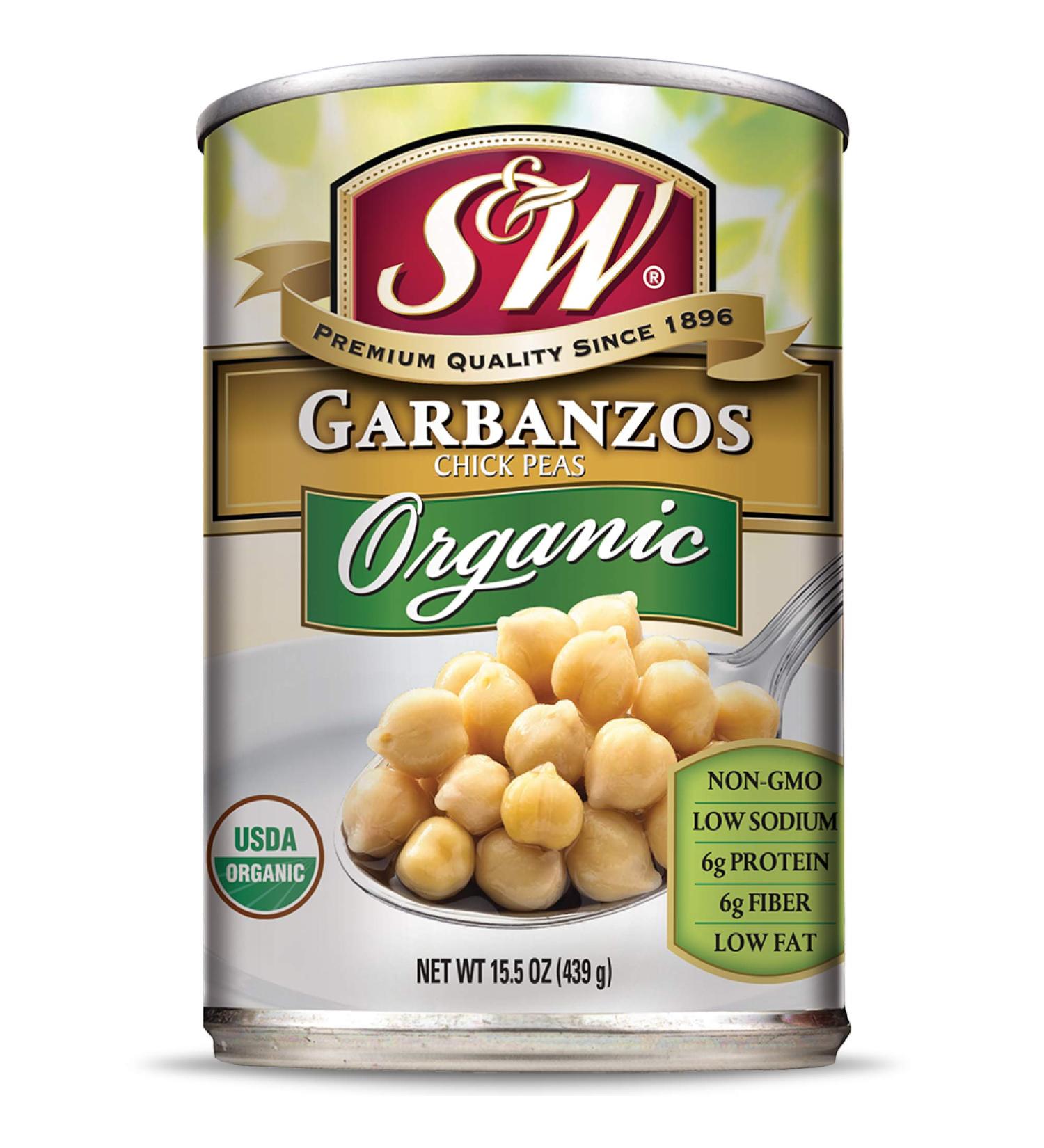 S&W Organic Garbanzo Beans - Chickpeas - 15.5 oz Can (Pack of 8) - Buy Now! - Buy Online on SooperMarket.com