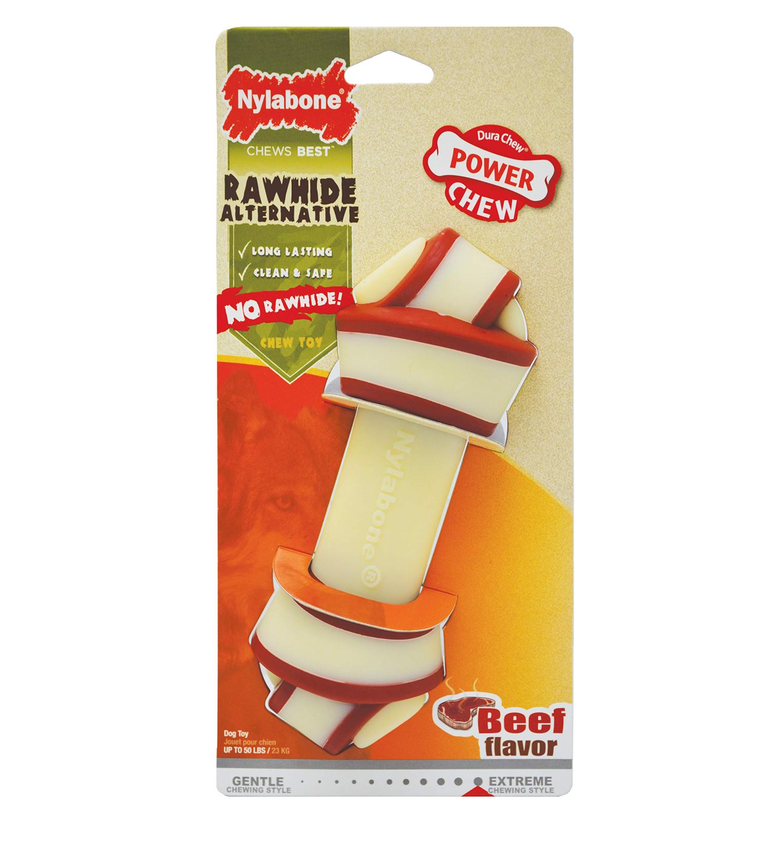Nylabone Rawhide Alternative Knotted Bone - Beef Flavor for Large Dogs (up to 23 kg) | International Shipping Available - Buy Online on SooperMarket.com
