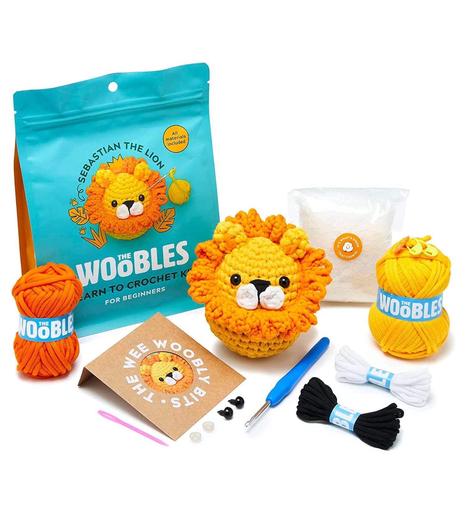 Woobles Beginners Crochet Kit: Easy Peasy Yarn, Step-by-Step Tutorials - Sebastian The Lion Orange - Buy Online on SooperMarket.com