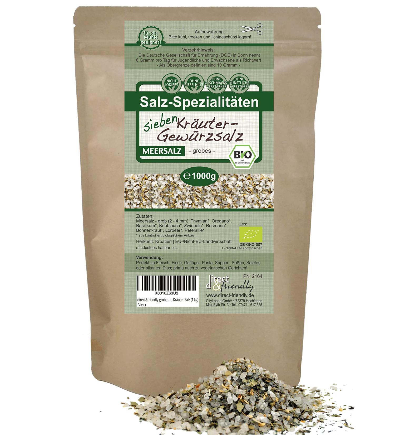 Buy Direct & Friendly Coarse Sea Salt with 7 Organic Herbs - 1 kg Pack | International Shipping Available - Buy Online on SooperMarket.com