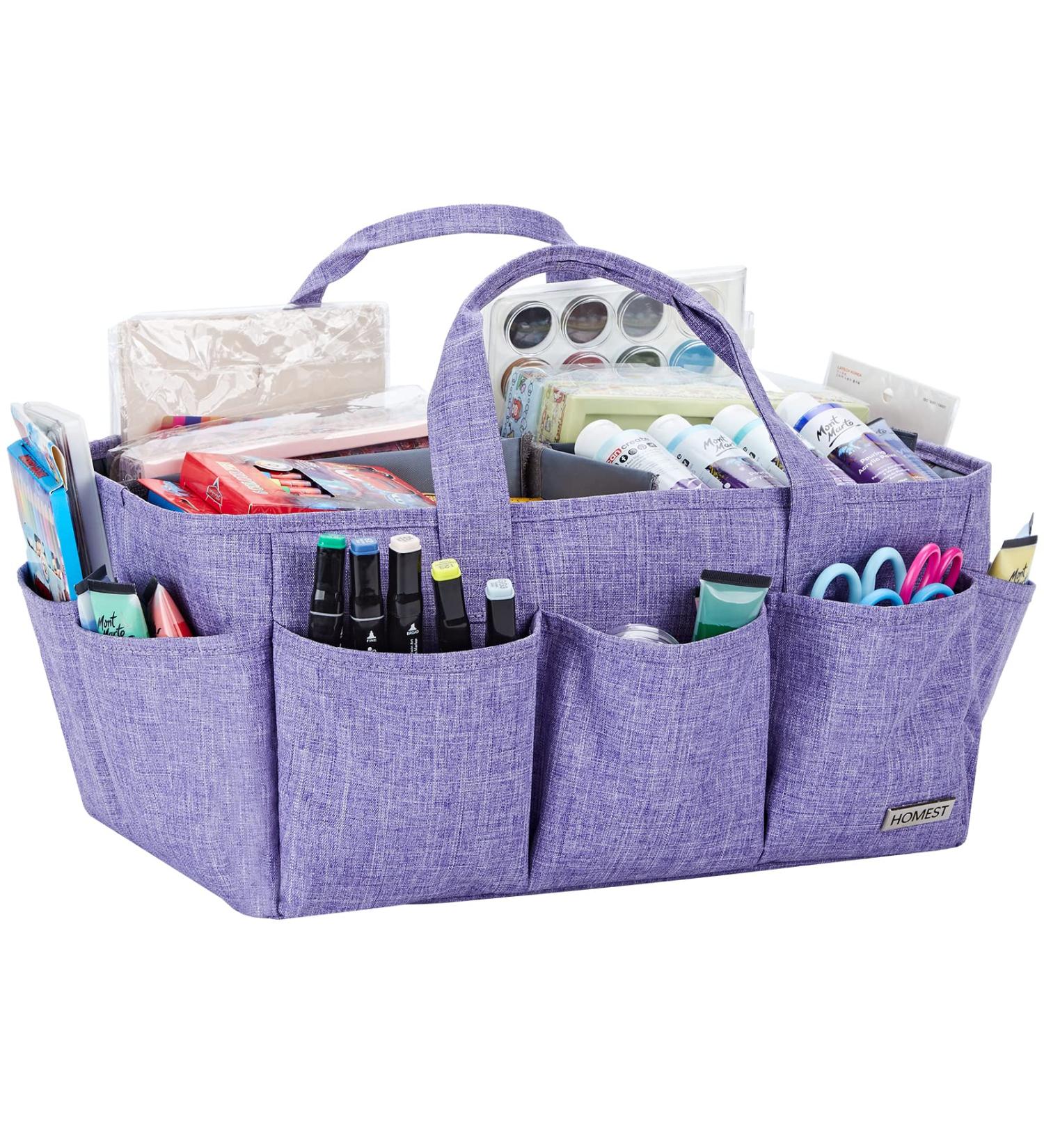 HOMEST Craft Organizer Tote Bag - Purple Art Caddy for Scrapbooking & Crafts Supplies - Buy Online on SooperMarket.com