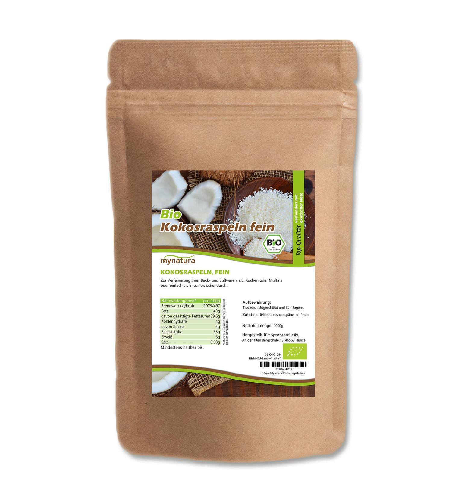 Mynatura Organic Coconut Flakes - Fine Partially Defatted Ideal for Baking Muesli Curries & Chutneys - 2 x 1000g Pack (1 kg) - Buy Online on SooperMarket.com