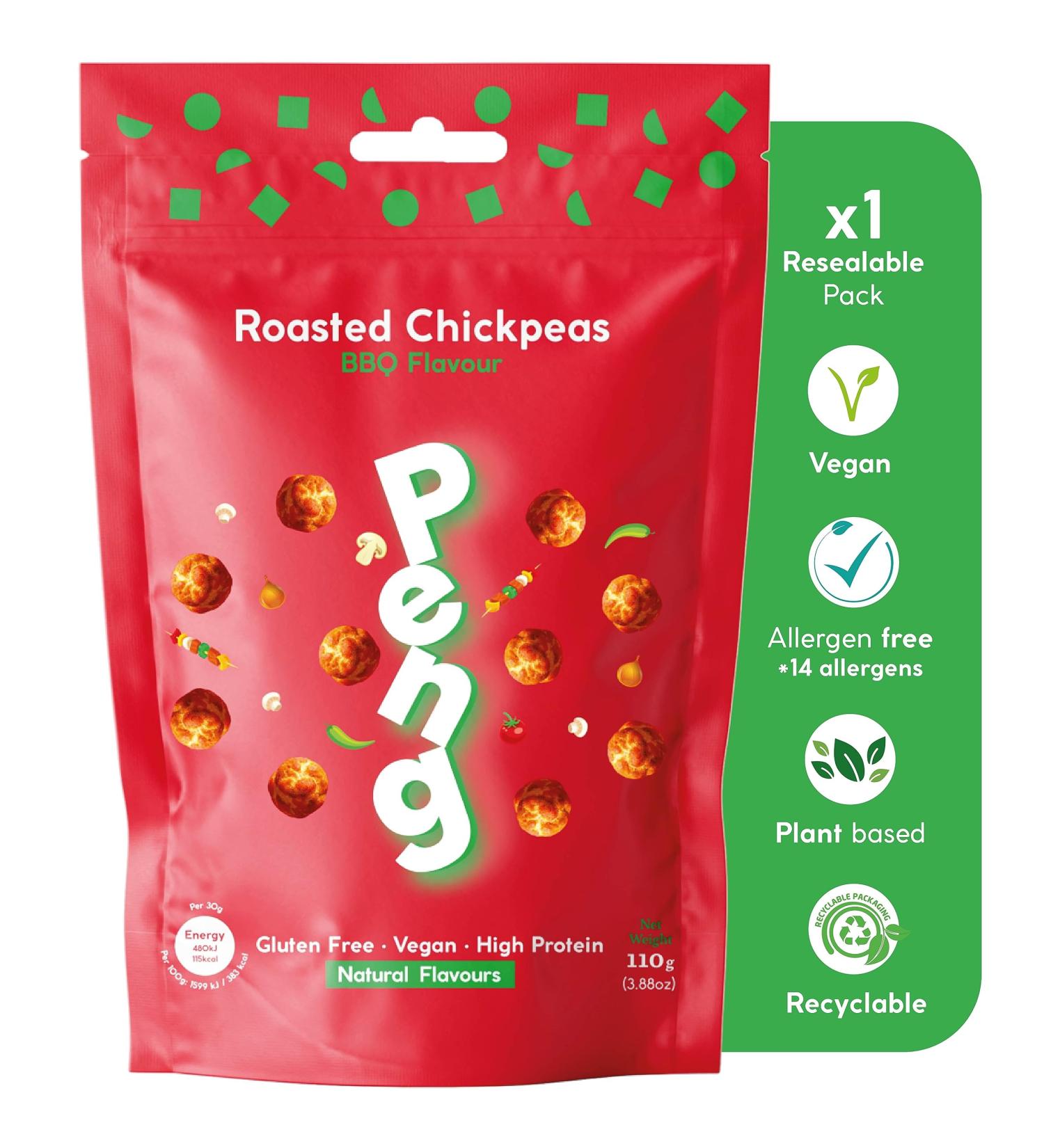 Peng Roasted Chickpeas Snack (110g) - BBQ Flavor, High Protein Plant-Based Snack - Buy Online on SooperMarket.com