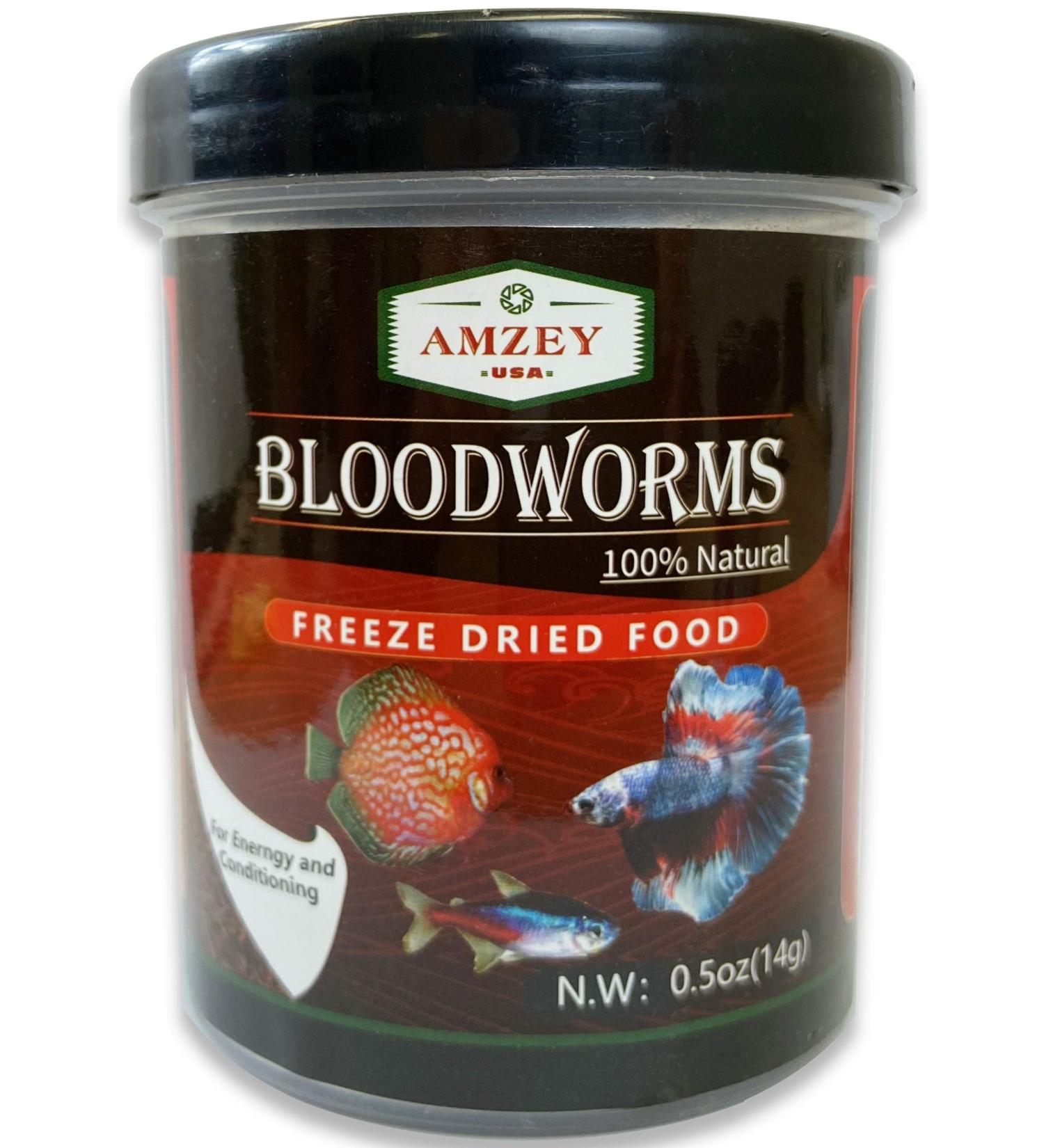 Blood Worms 0.5 oz - 100% Natural Freeze Dried Aquarium Fish Food - High Protein Betta, Goldfish, Cichlid, Guppy, Discus, and Turtle Food - Buy Online on SooperMarket.com