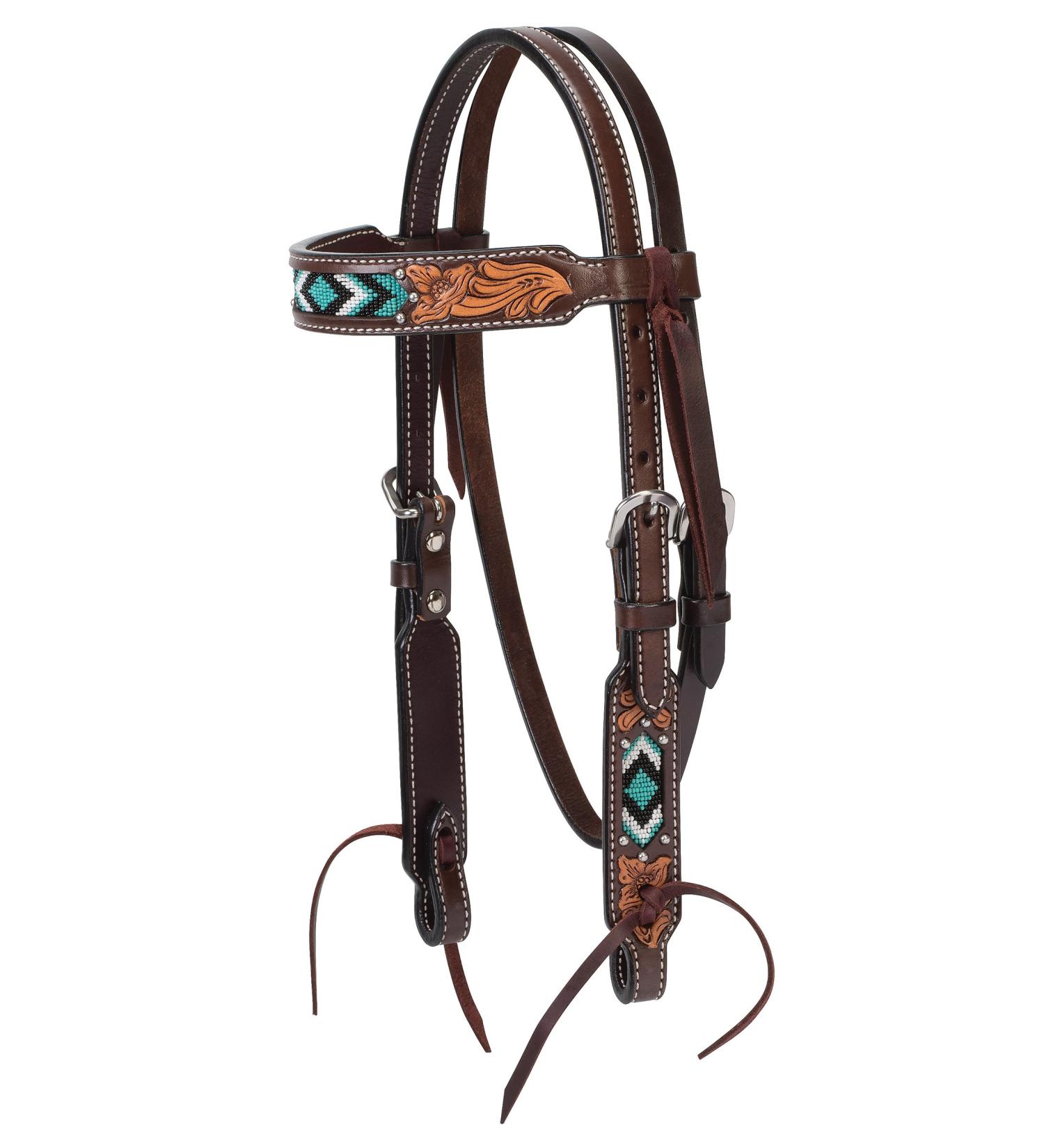 Turquoise Cross Turqoise Beaded Collection Pony Headband Halter
