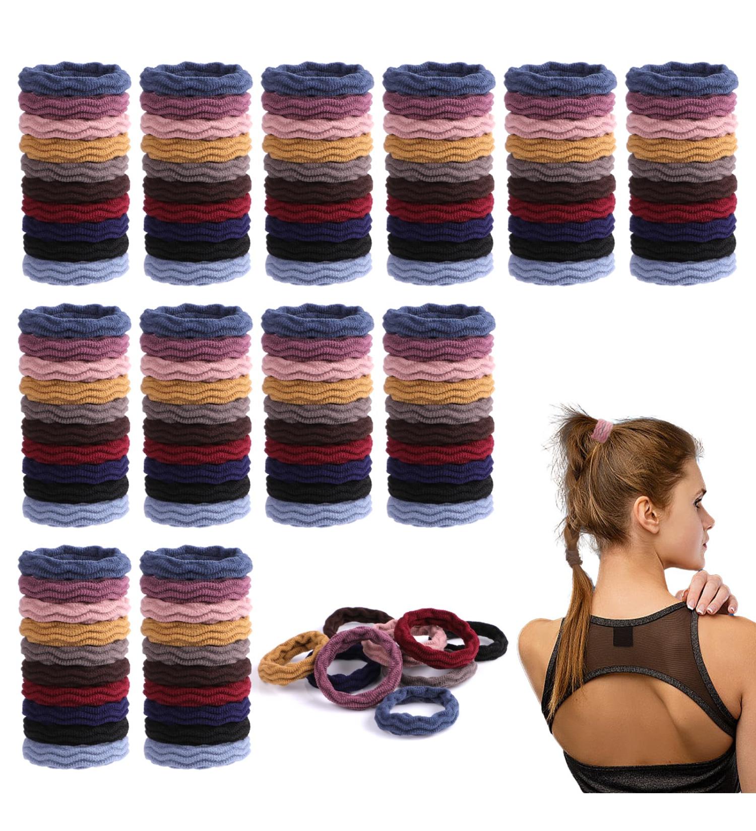 120 Pieces Seamless Hair Ties Hair Bobbles for Women Elastic Hair Ties No Damage Thick Hair Bands Women Girls Ponytail Holders for Thick Heavy and Curly Hair (10 Colors) - Buy Online on SooperMarket.com
