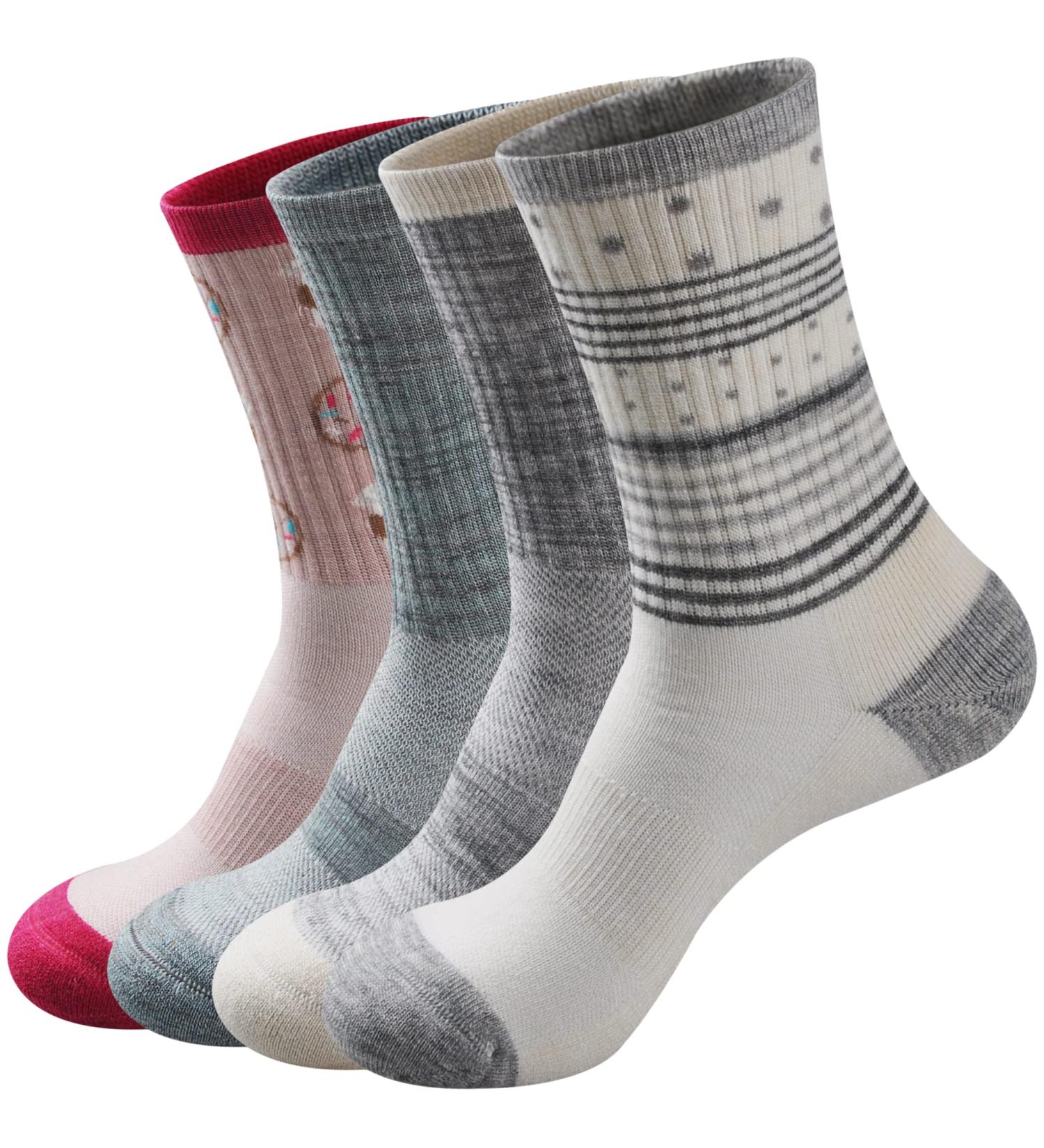 GKX Women's Merino Wool Hiking Cushion Crew Socks - 4 Pairs Mixcolor - Buy Online on SooperMarket.com