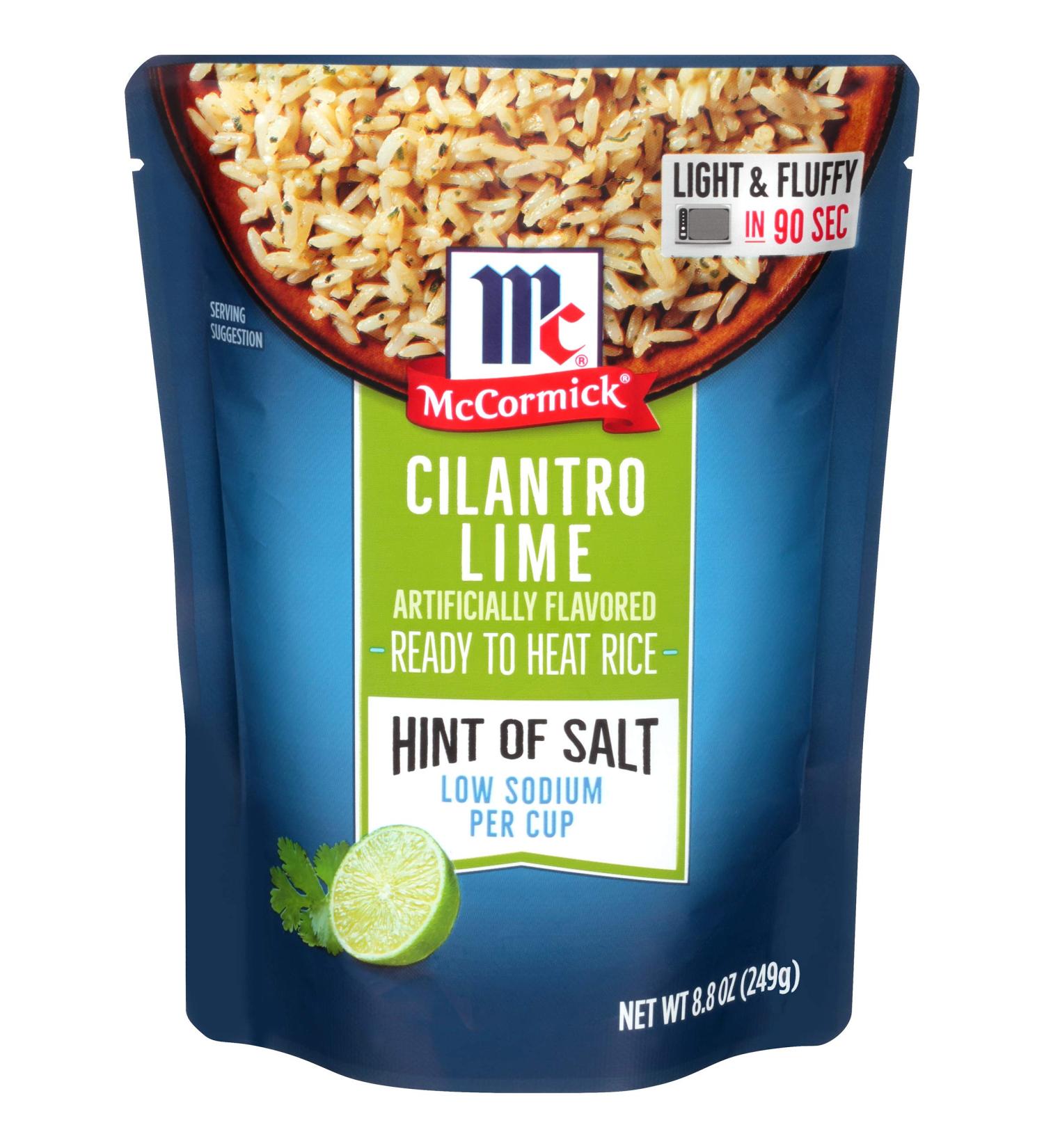 McCormick Cilantro Lime Ready to Heat Rice 8.8 oz (Pack of 6) - Hint of Salt for Delicious Meals - Buy Online on SooperMarket.com
