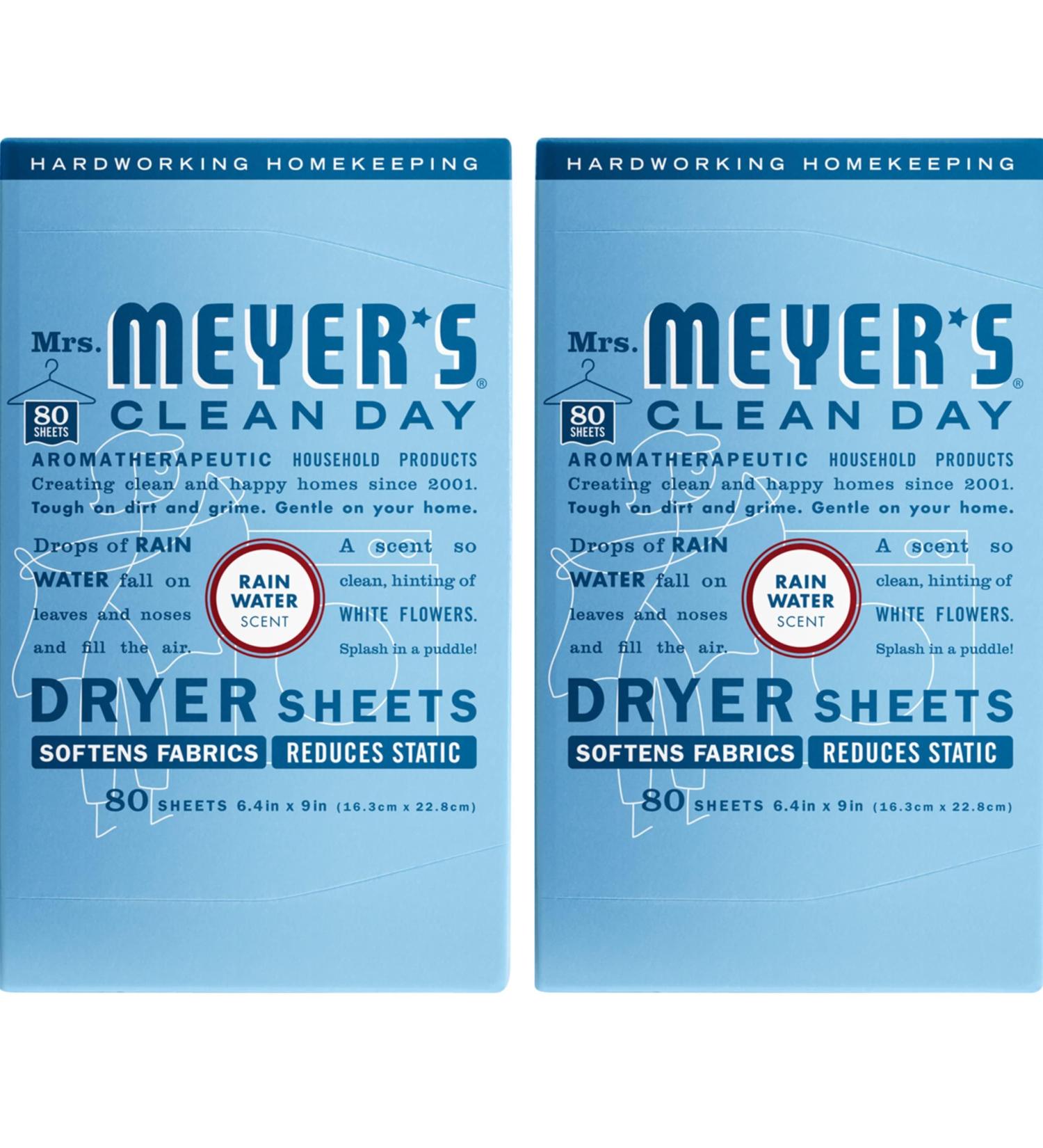 Mrs. Meyer s Clean Day Dryer Sheets Rainwater Scent 80 Ct. (2 Pack) Rain Water 80 count (Pack of 2)