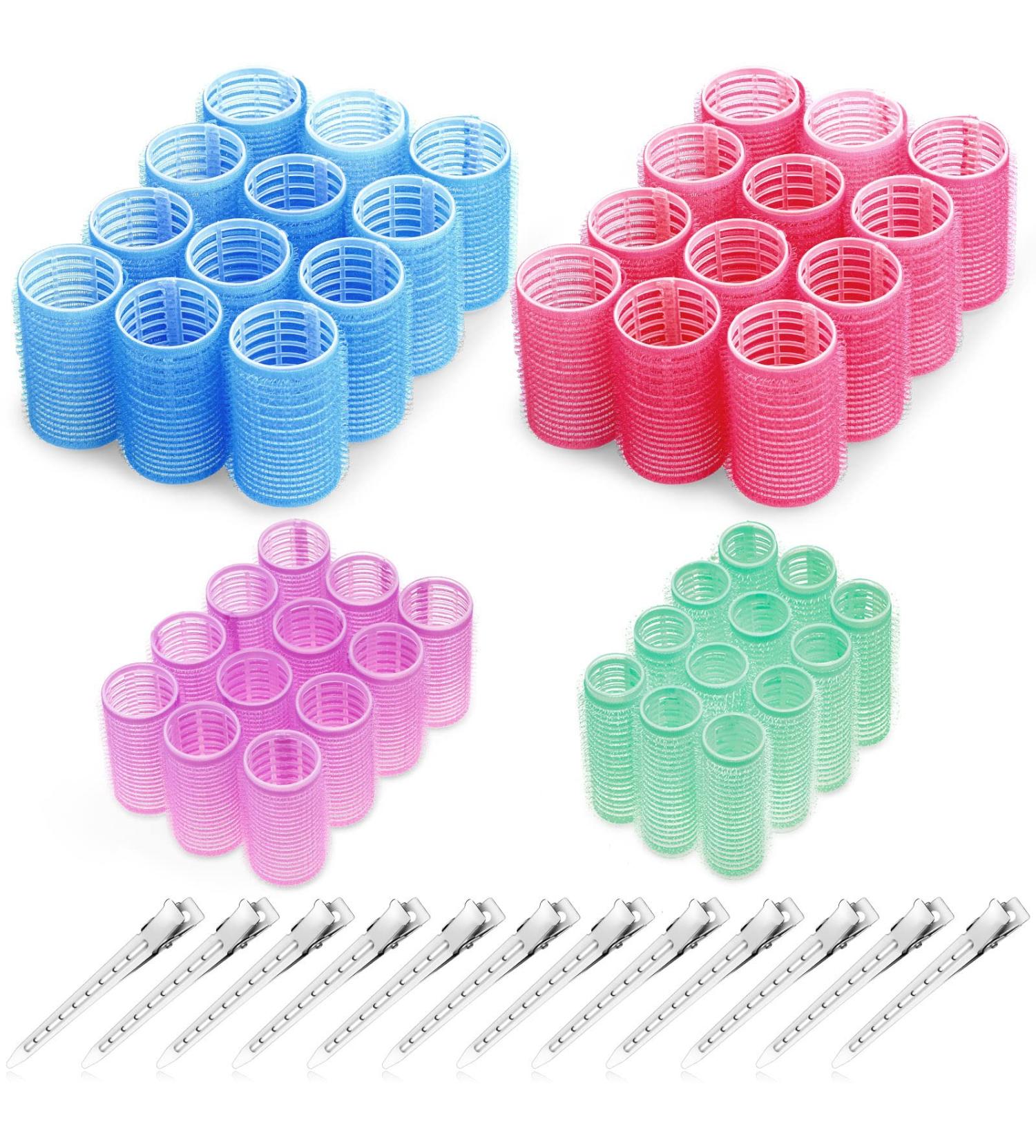 60 Pcs Hair Rollers Set with Duckbill Clips - 4 Sizes & Colors for DIY & Hair Salon Hairstyling - Buy Online on SooperMarket.com