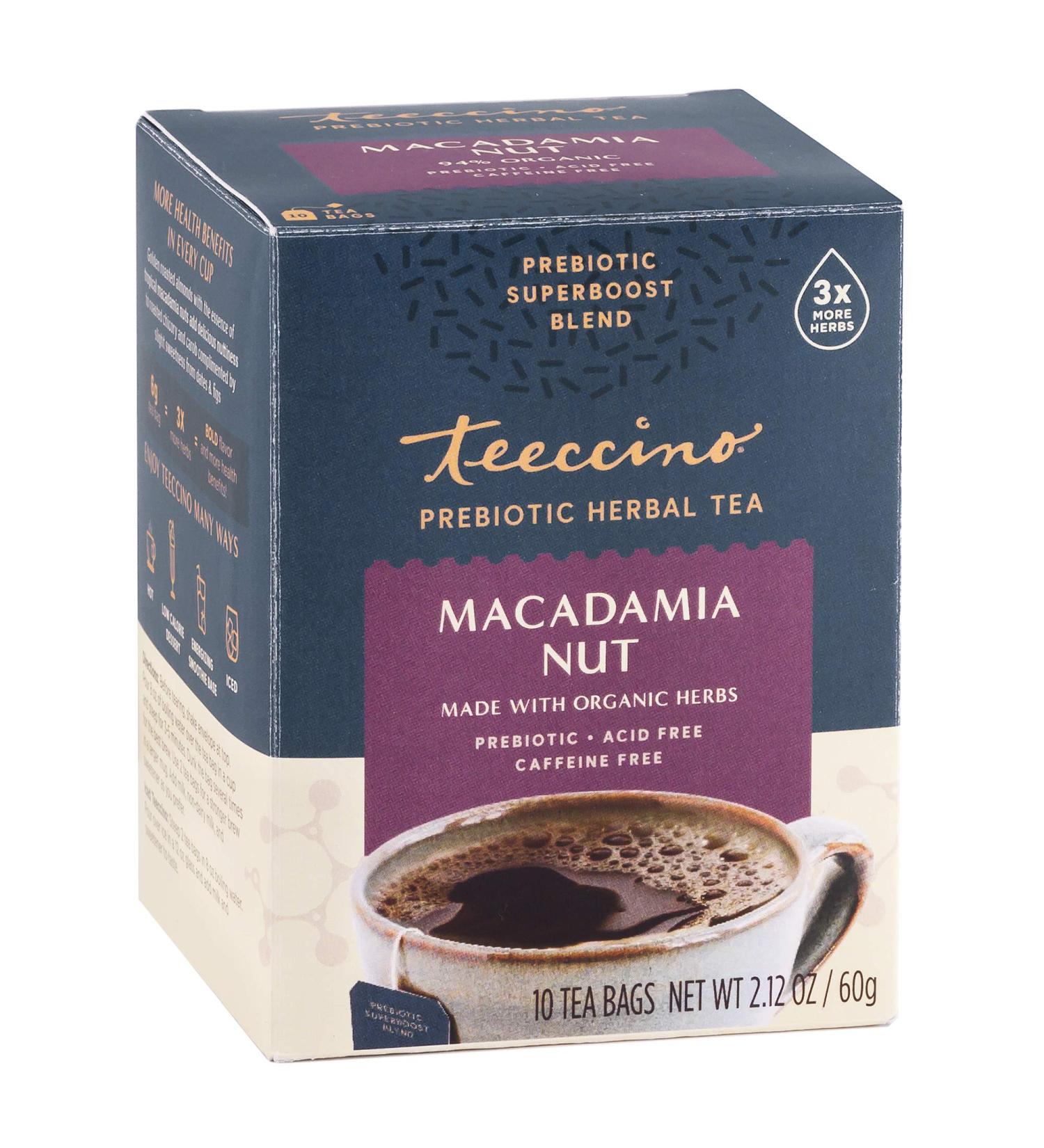 Teeccino Organic Macadamia Nut Herbal Tea - Caffeine Free Prebiotic, 10 Bags - Buy Online on SooperMarket.com