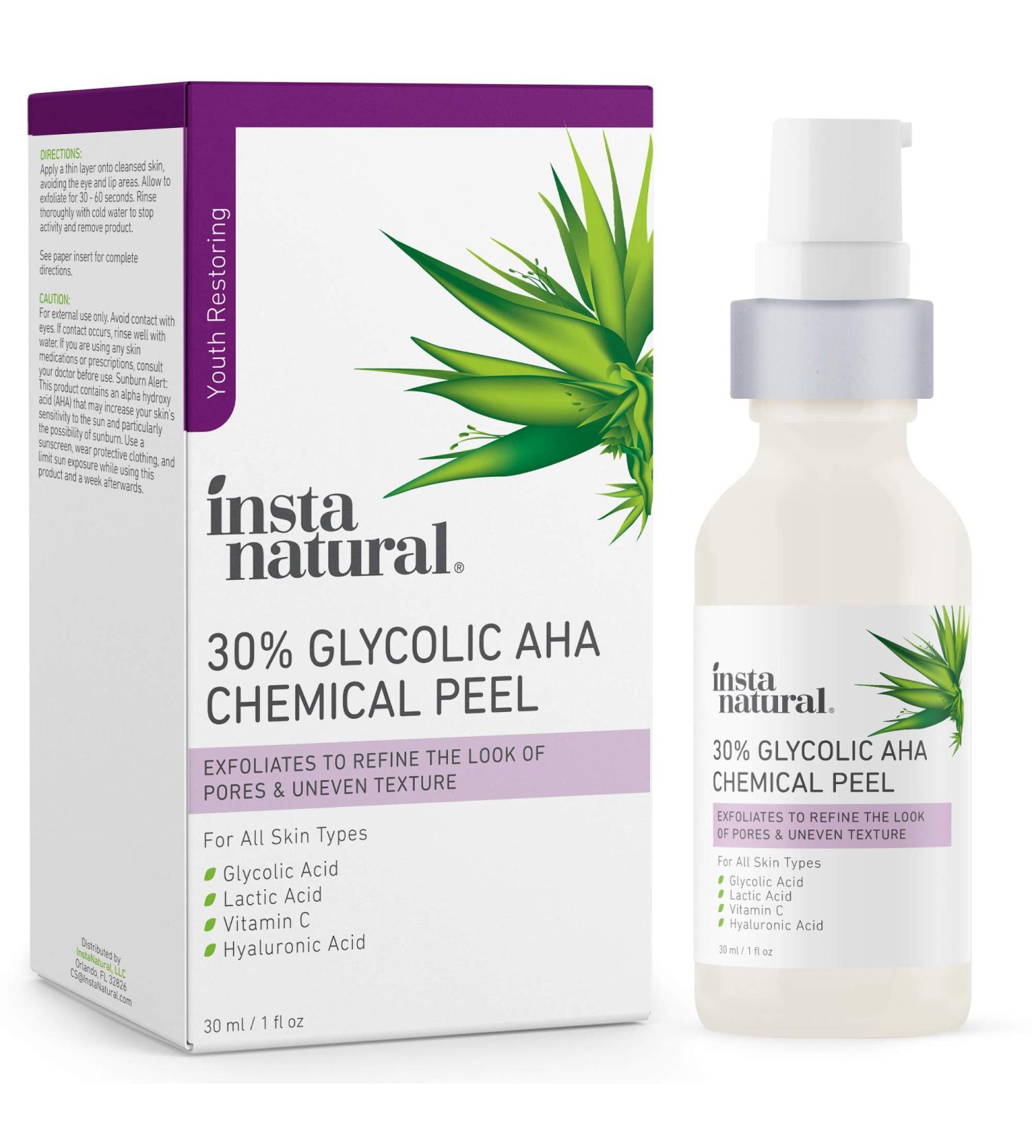 Glycolic Acid 30% AHA Chemical Peel for Face - Professional Dark Spot & Scar Treatment - 1 oz - Buy Online on SooperMarket.com