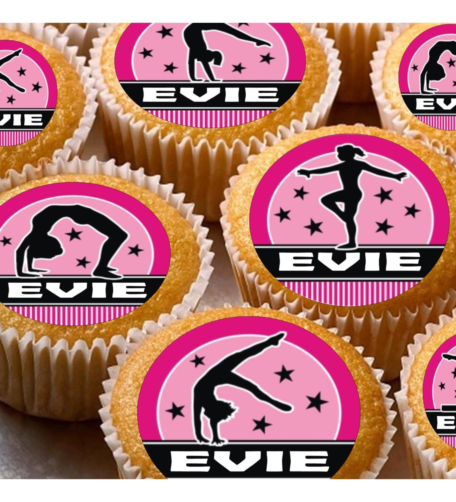 24 personalised edible Gym gymnastics Gymnast Girls pink kids childrens party decorations Iced Icing CupCake Toppers - Buy Online on SooperMarket.com
