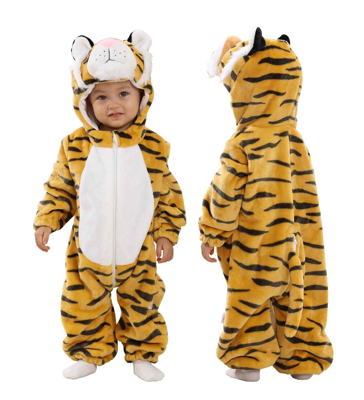 Doladola Unisex Baby Toddler Romper Jumpsuit Hooded Cartoon Sleepsuit | Infant Outfit 6-12 Months (Tiger) - Buy Online on SooperMarket.com