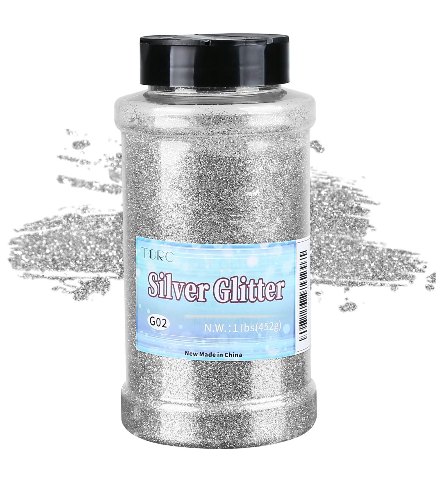 TORC Silver Fine Glitter 1lb - Glitter Powder for Tumblers, Resin, Crafts, Slime, Nails - Festival Decoration - Buy Online on SooperMarket.com