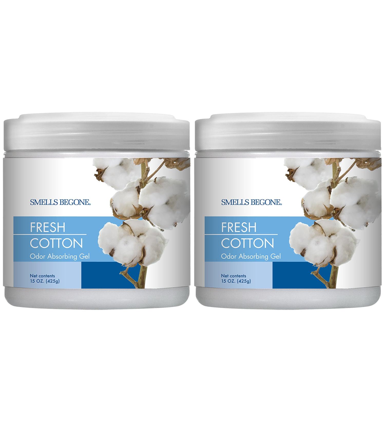 SMELLS BEGONE Air Freshener Odour Absorber Gel - Made with Essential Oils - Absorbs & Eliminates Odour in Pet Areas Bathrooms Cars & Boats - Fresh Cotton Scent - 15 Ounce - 2 Pack - Buy Online on SooperMarket.com