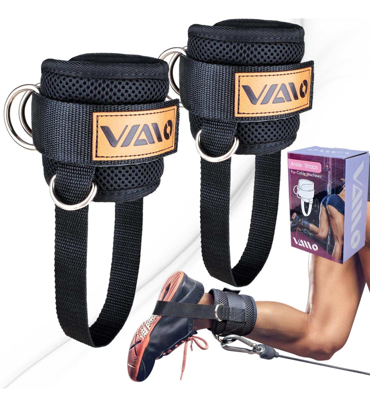 VAIIO Adjustable Neoprene Ankle Straps for Cable Machines - Premium Comfort Fit with Double D-Ring - Improve Abdominal Muscles, Lift Butts, Tone Legs - Black Pair - Buy Online on SooperMarket.com