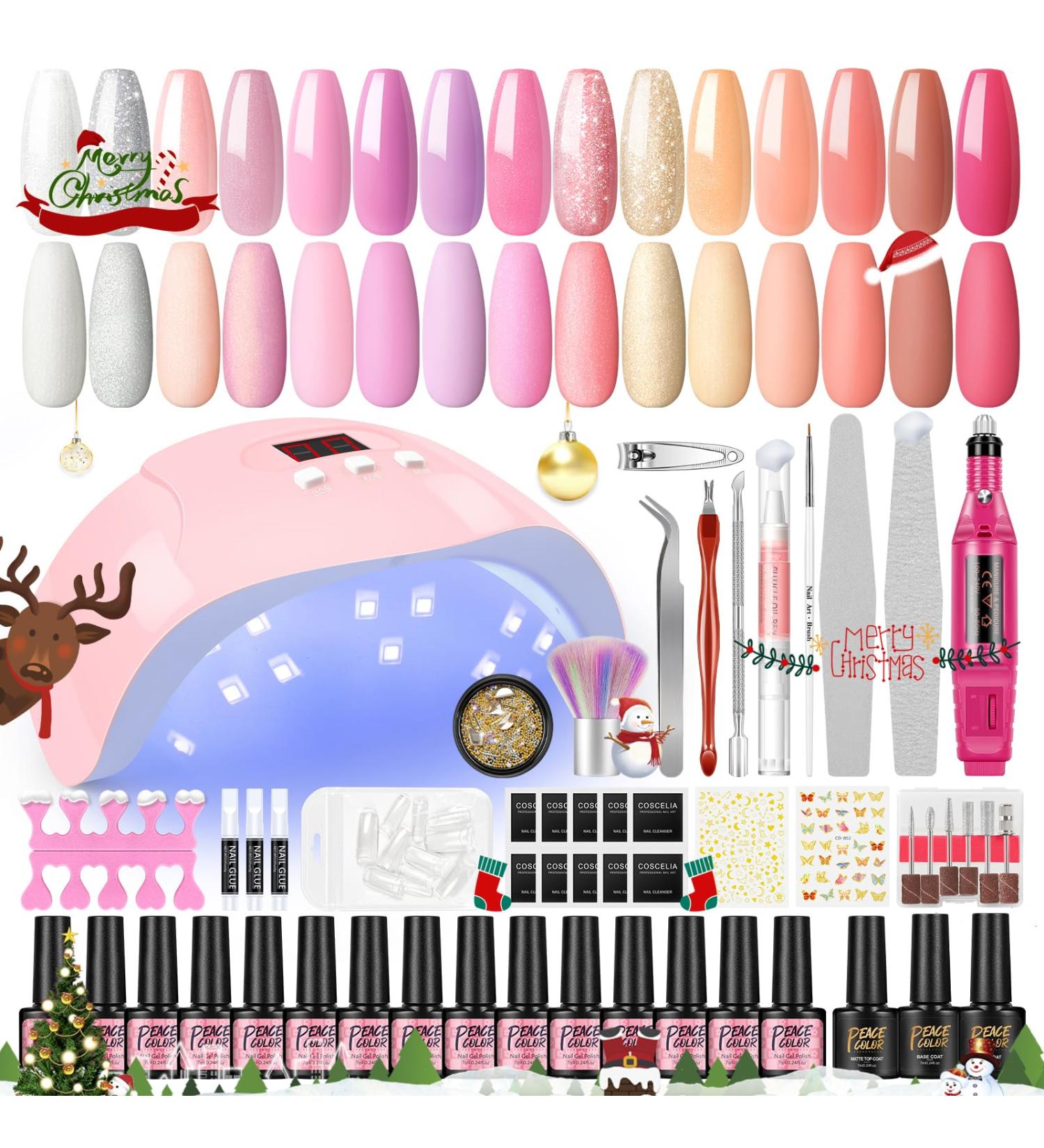 PEACECOLOR Gel Nail Kit with Electric Nail File - 18Pcs Gel Polish Set, 36W UV/LED Lamp, Professional Manicure Tools - KAP0029 - Buy Online on SooperMarket.com