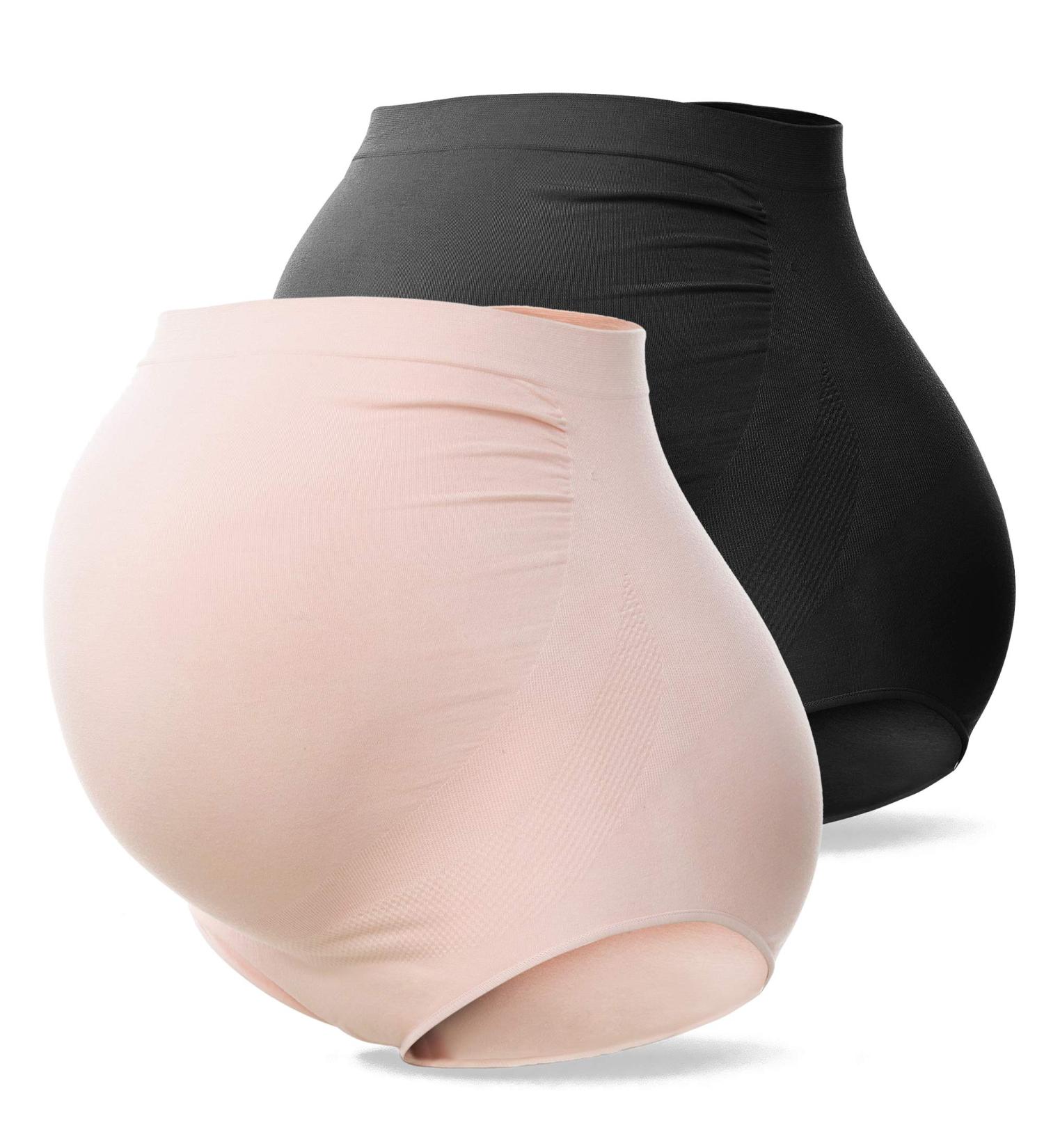 SUNNYBUY Women's Maternity High Waist Seamless Hipster Panties XL - 2 Pack (Black/Skin) - Buy Online on SooperMarket.com