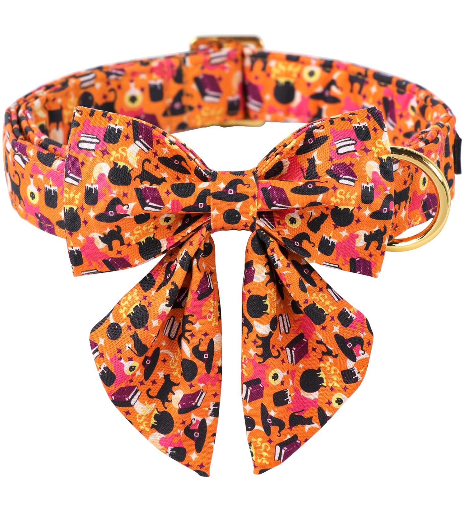 Aring Pet Halloween Dog Collar - Adjustable Cotton X-Small Sweet Orange with Sailor Fly - Perfect for Festive Celebrations! - Buy Online on SooperMarket.com